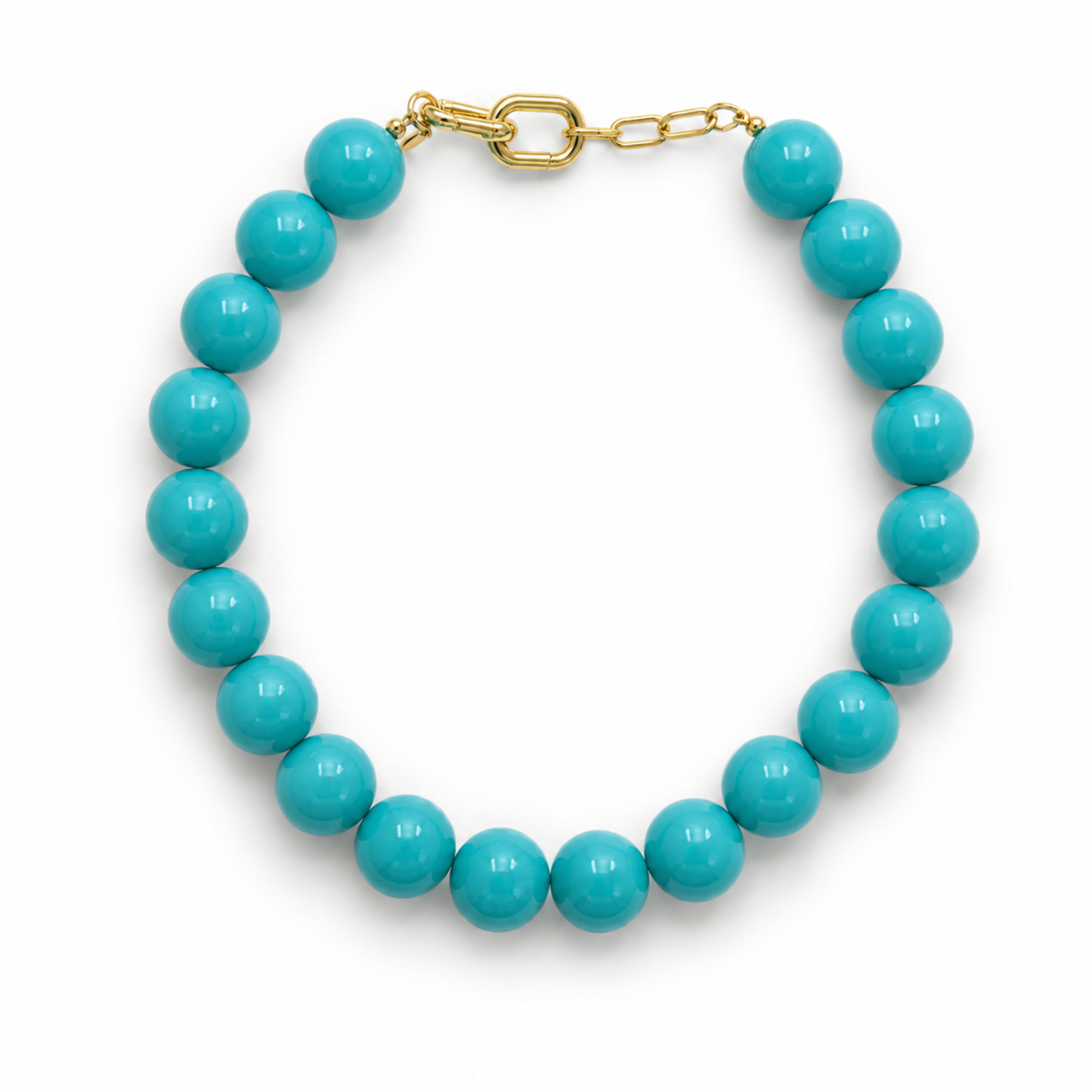 Beaded Color Gumball Statement Necklace: Turquoise Blue