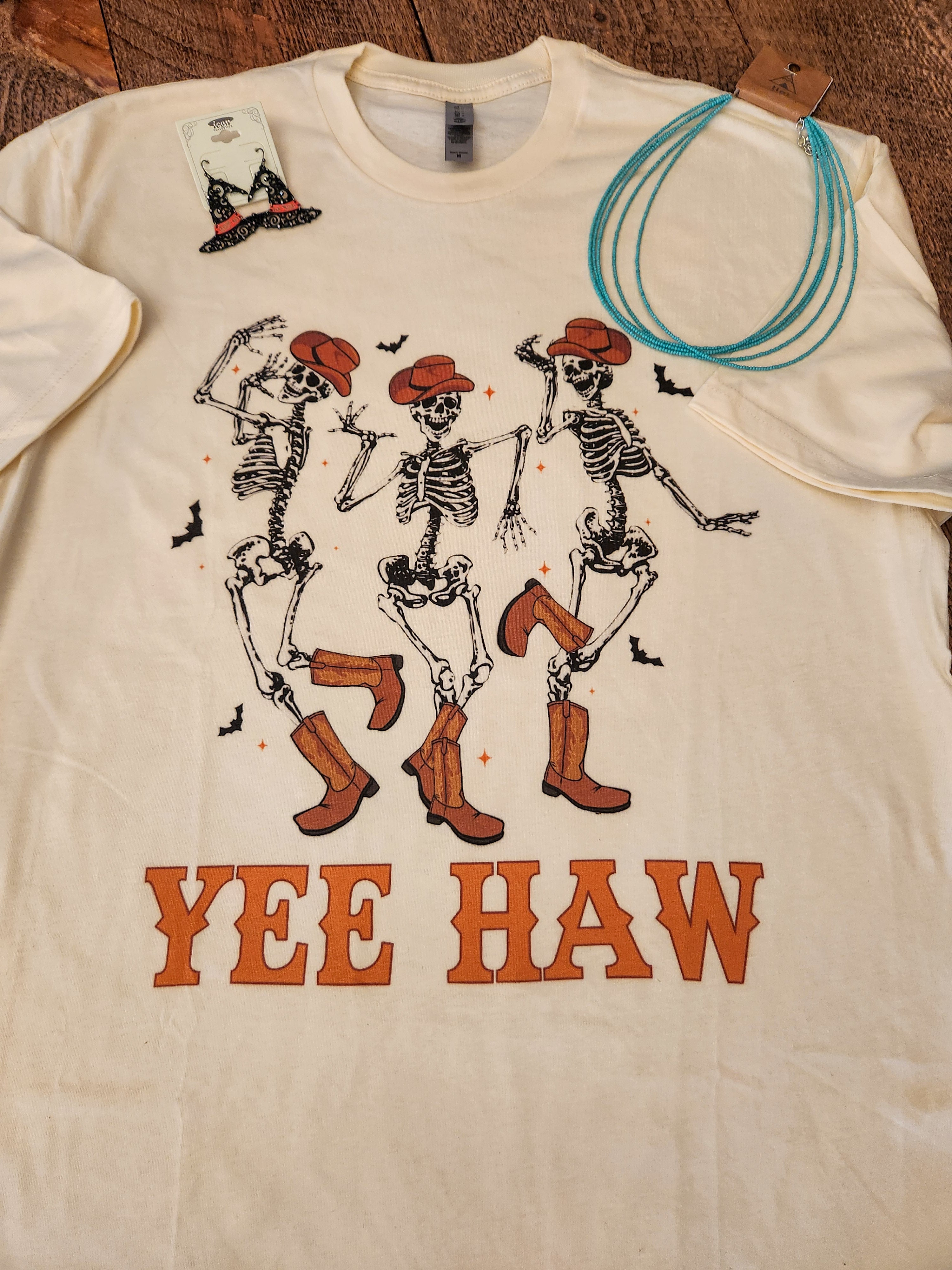 Yeehaw Skeletons Halloween Tee