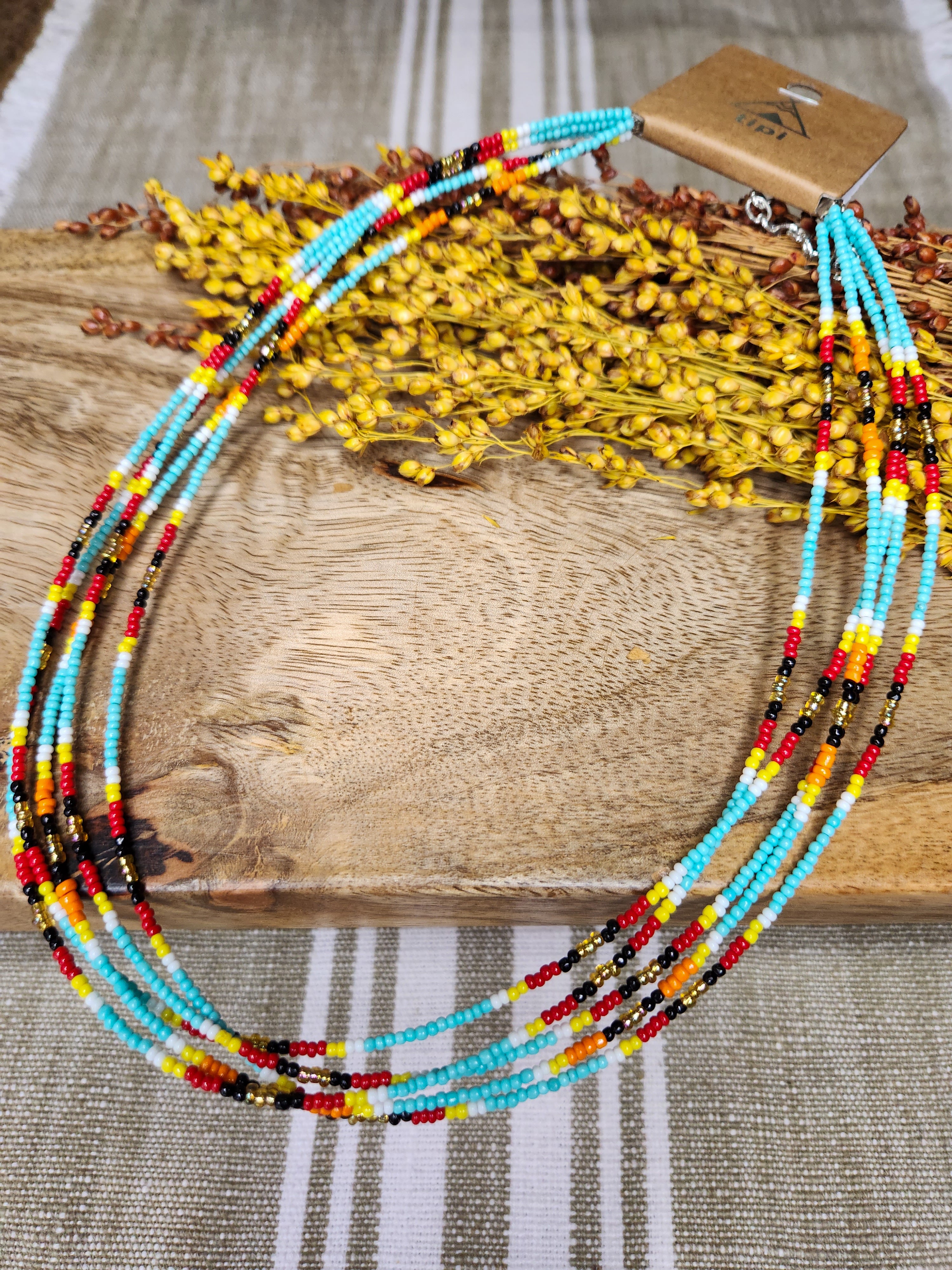 Multi Colored Handmade Seed Bead Necklace