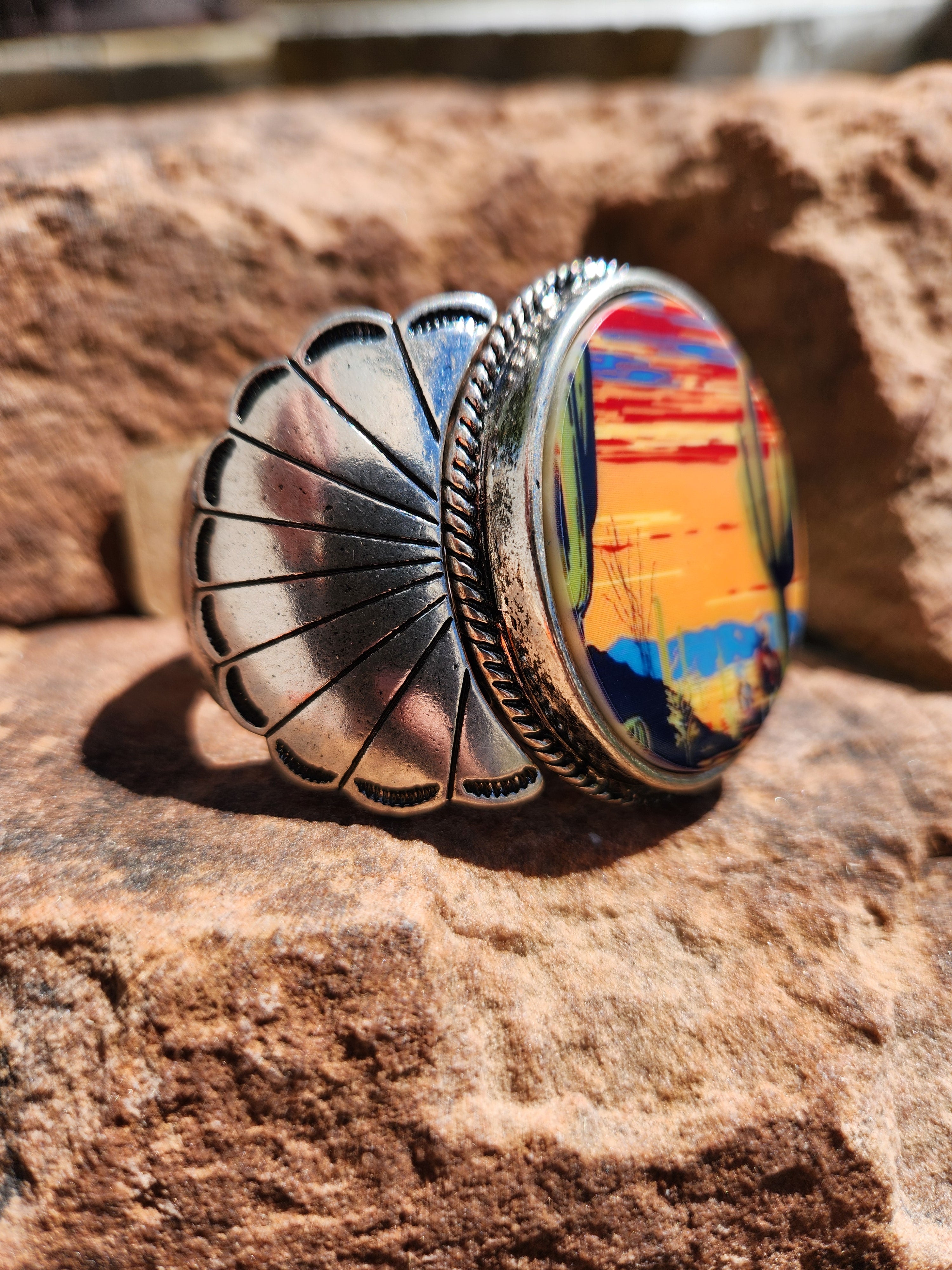 Western Sunset Cuff Stretch Bracelet