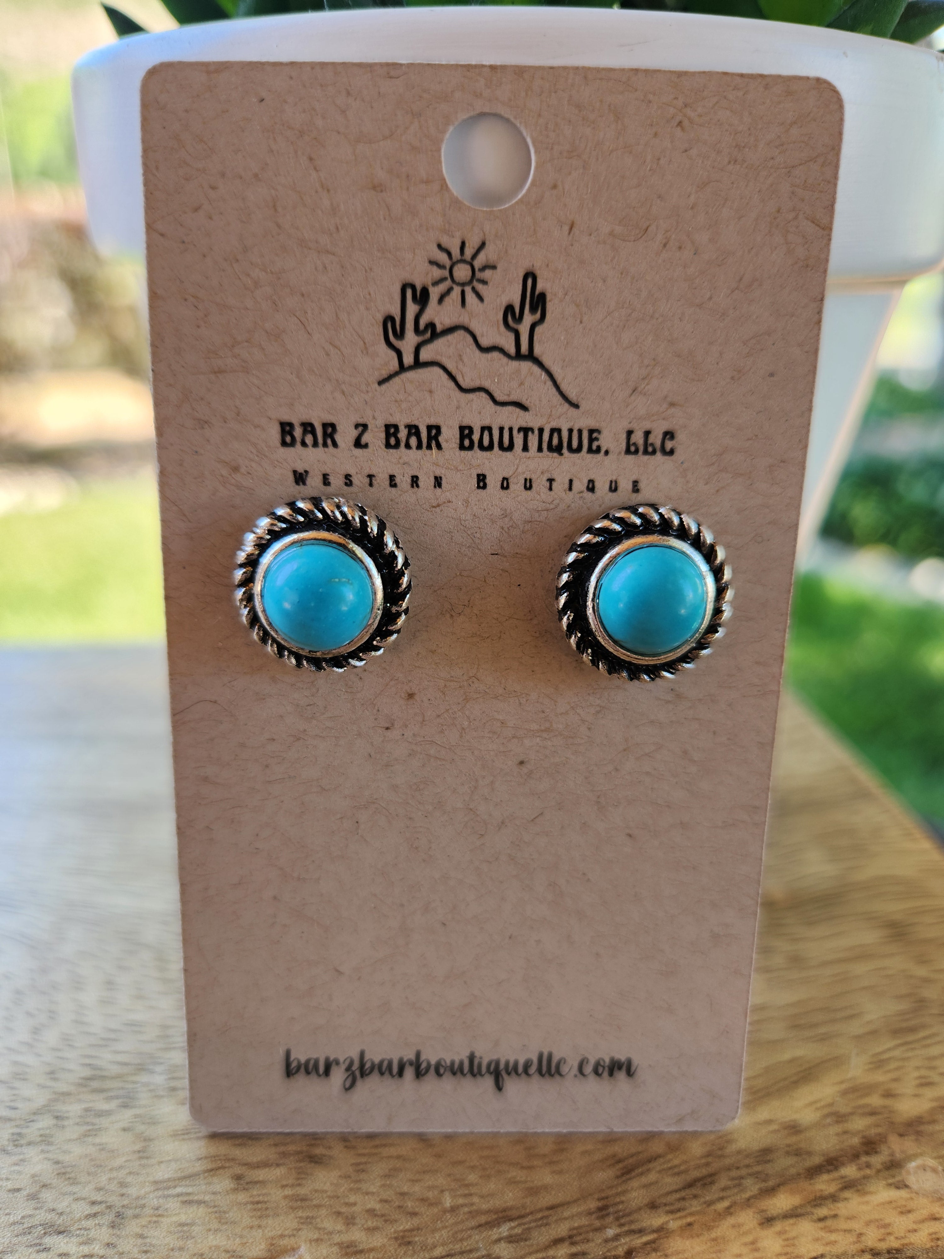 Round Turquoise Stud Earrings