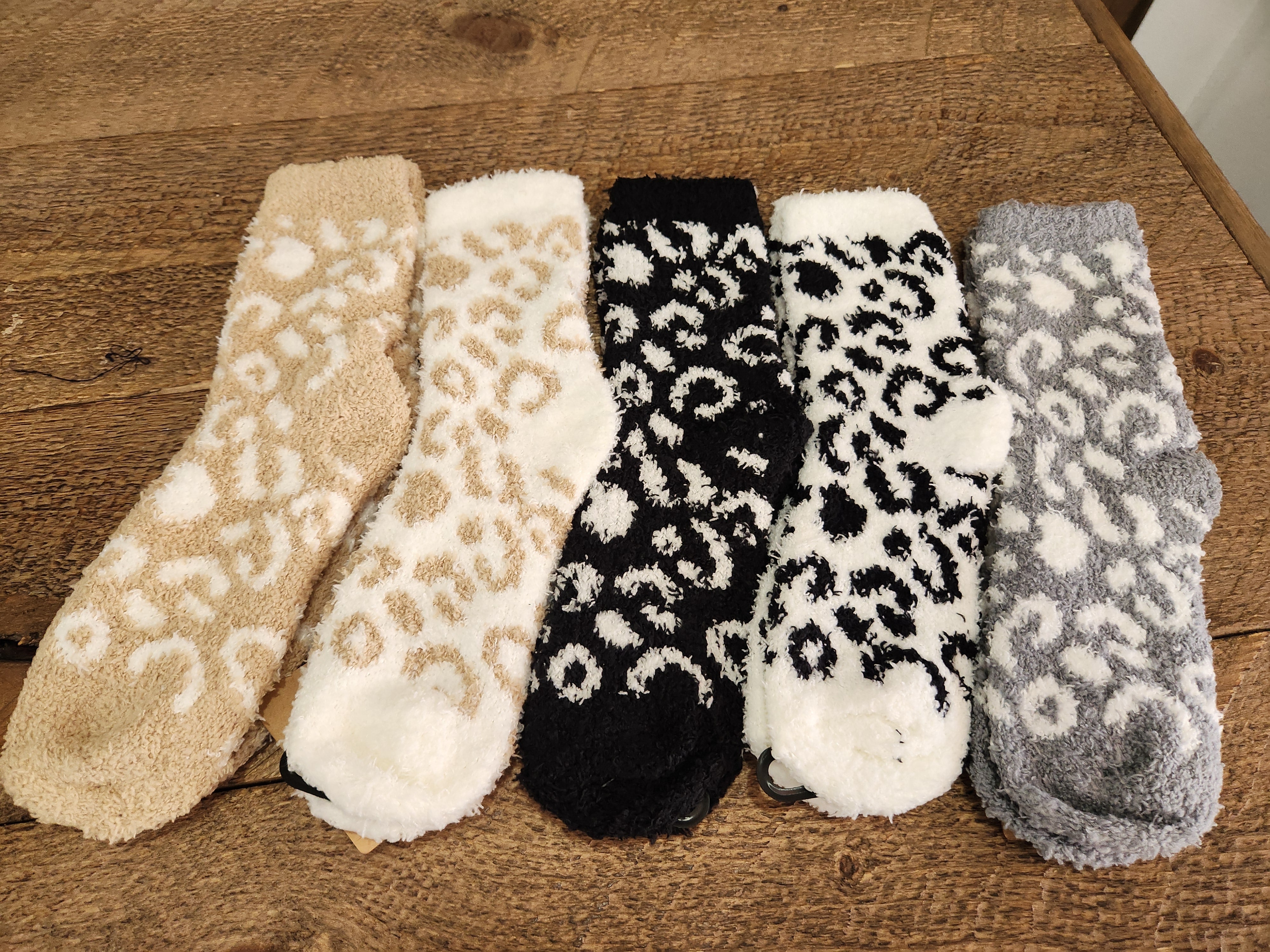 Leopard Print Fuzzy Socks