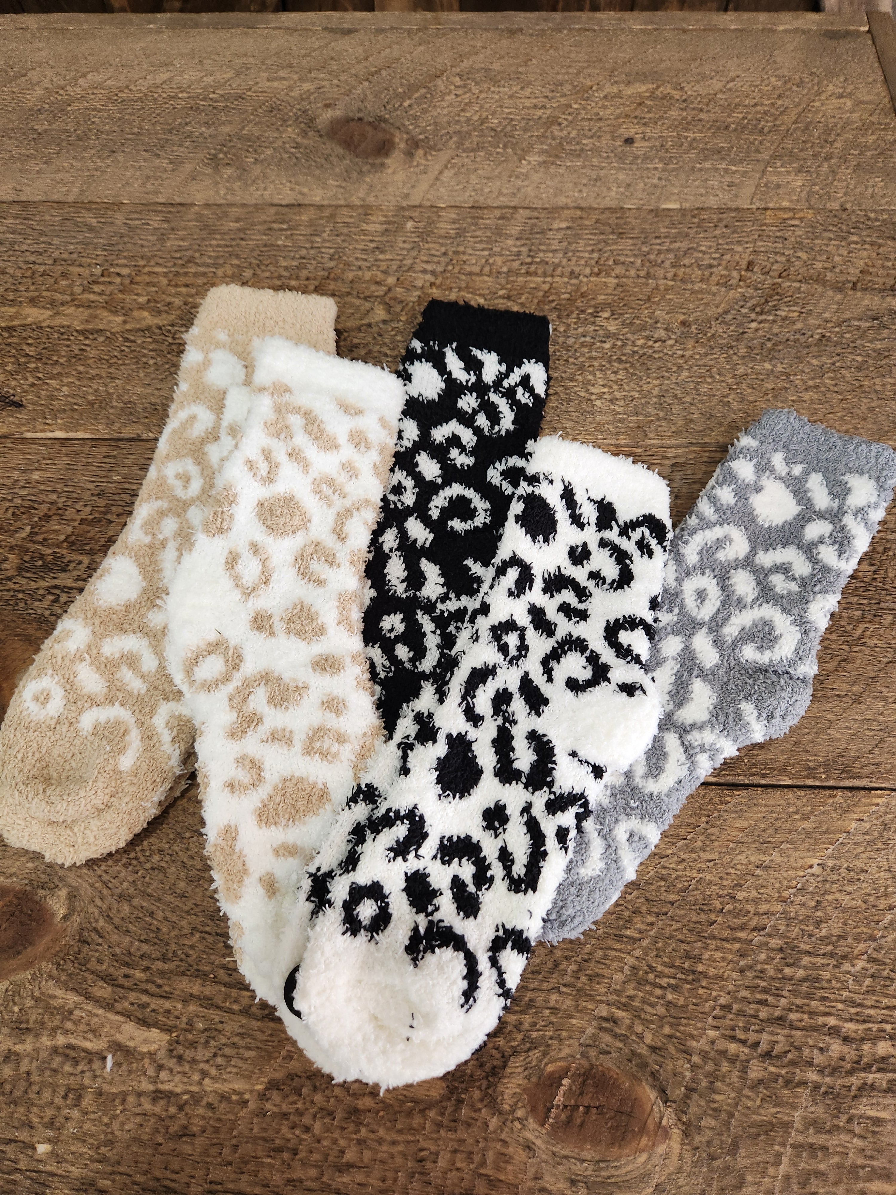 Leopard Print Fuzzy Socks