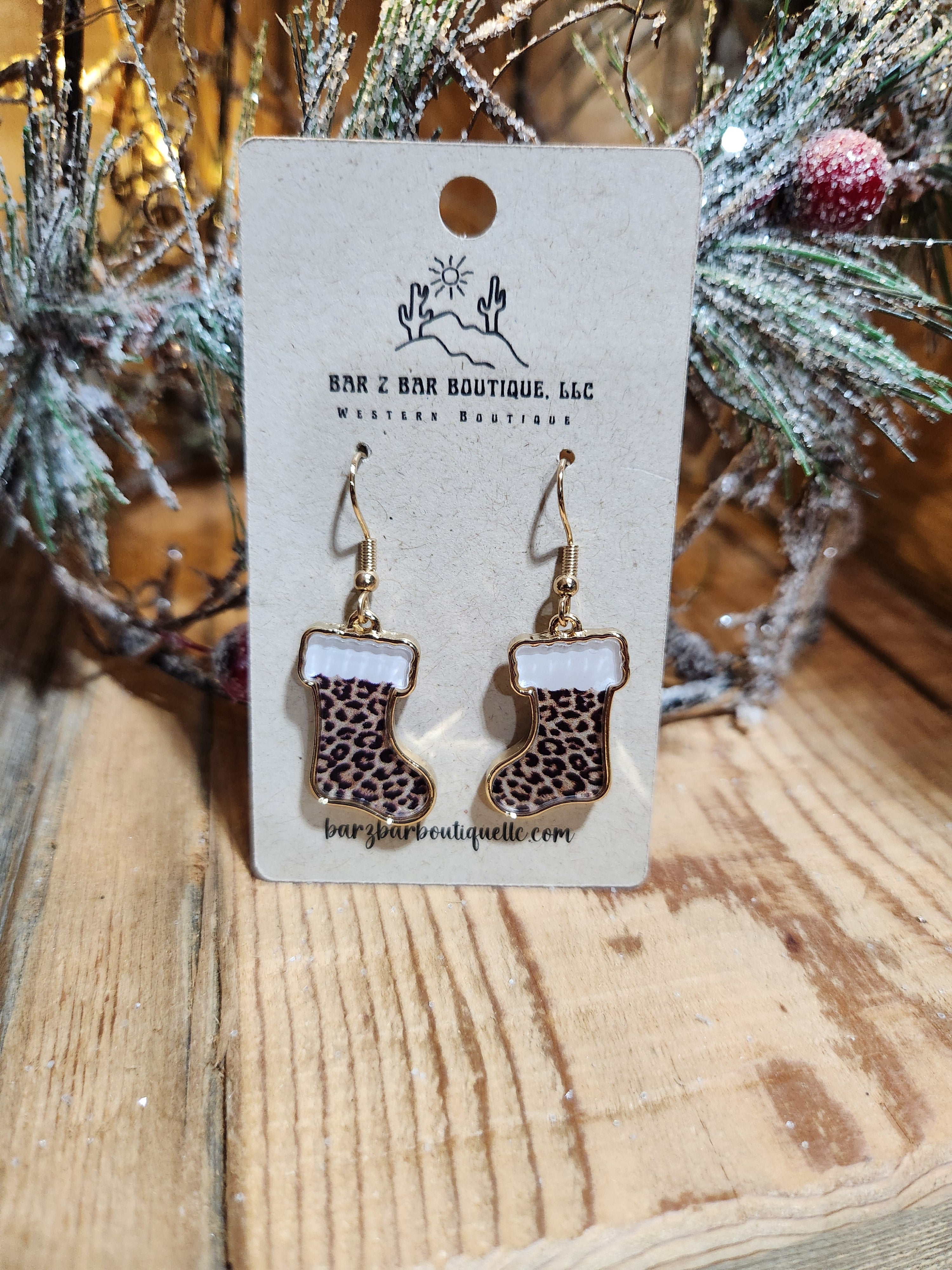 Leopard Print Stocking Earrings