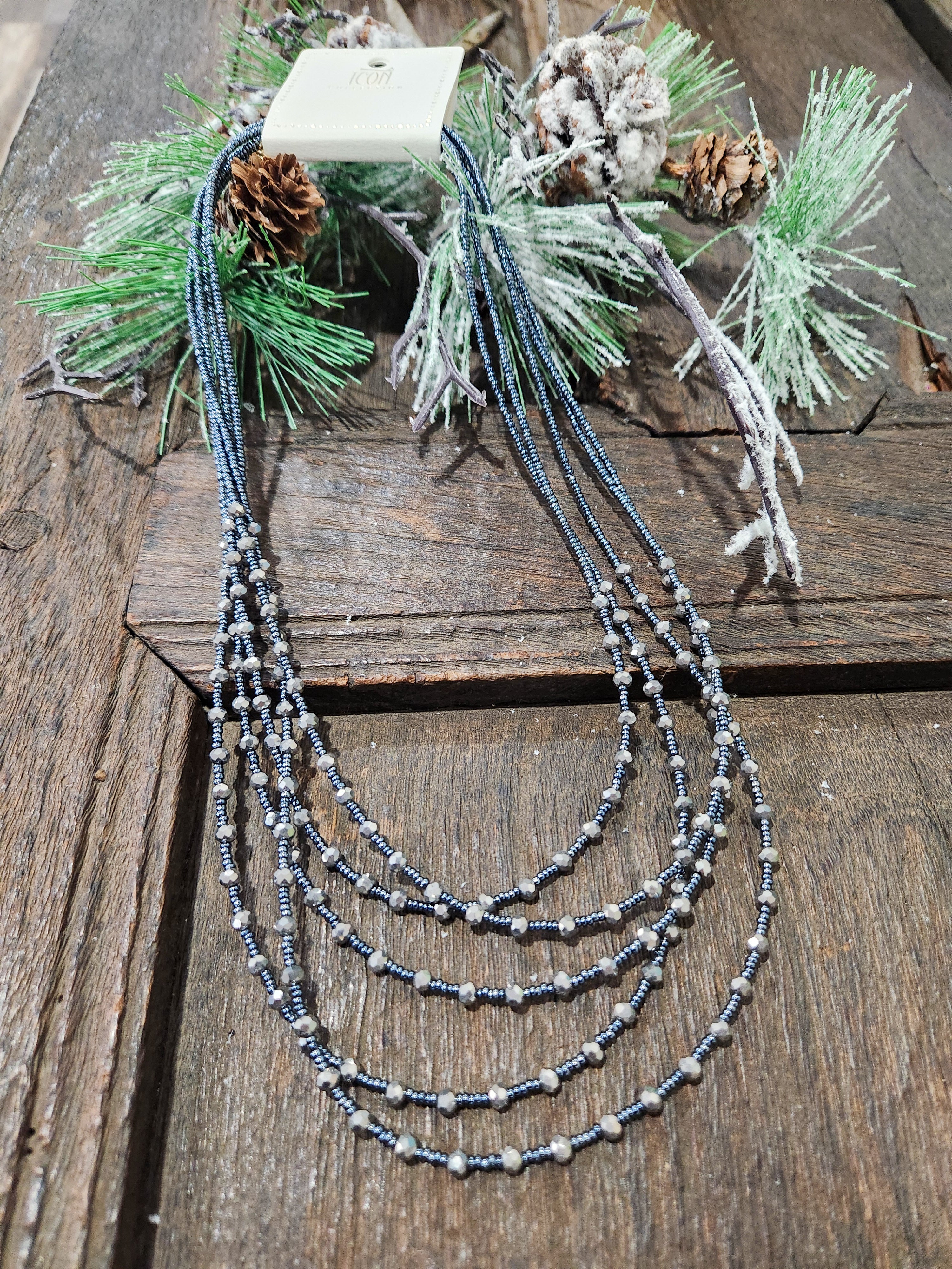 Multi Layered Navy Seed Necklace