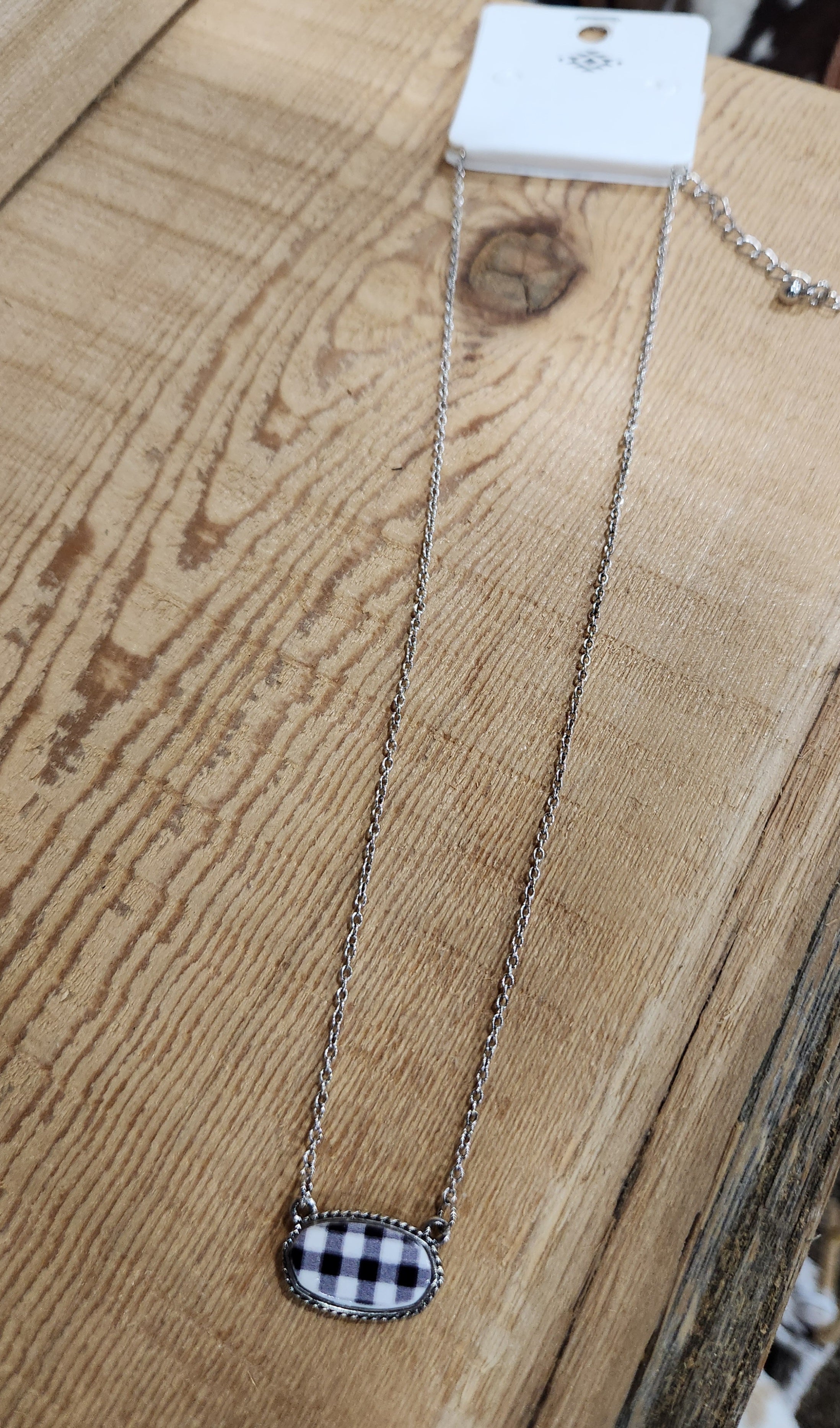 Black & White Plaid Necklace