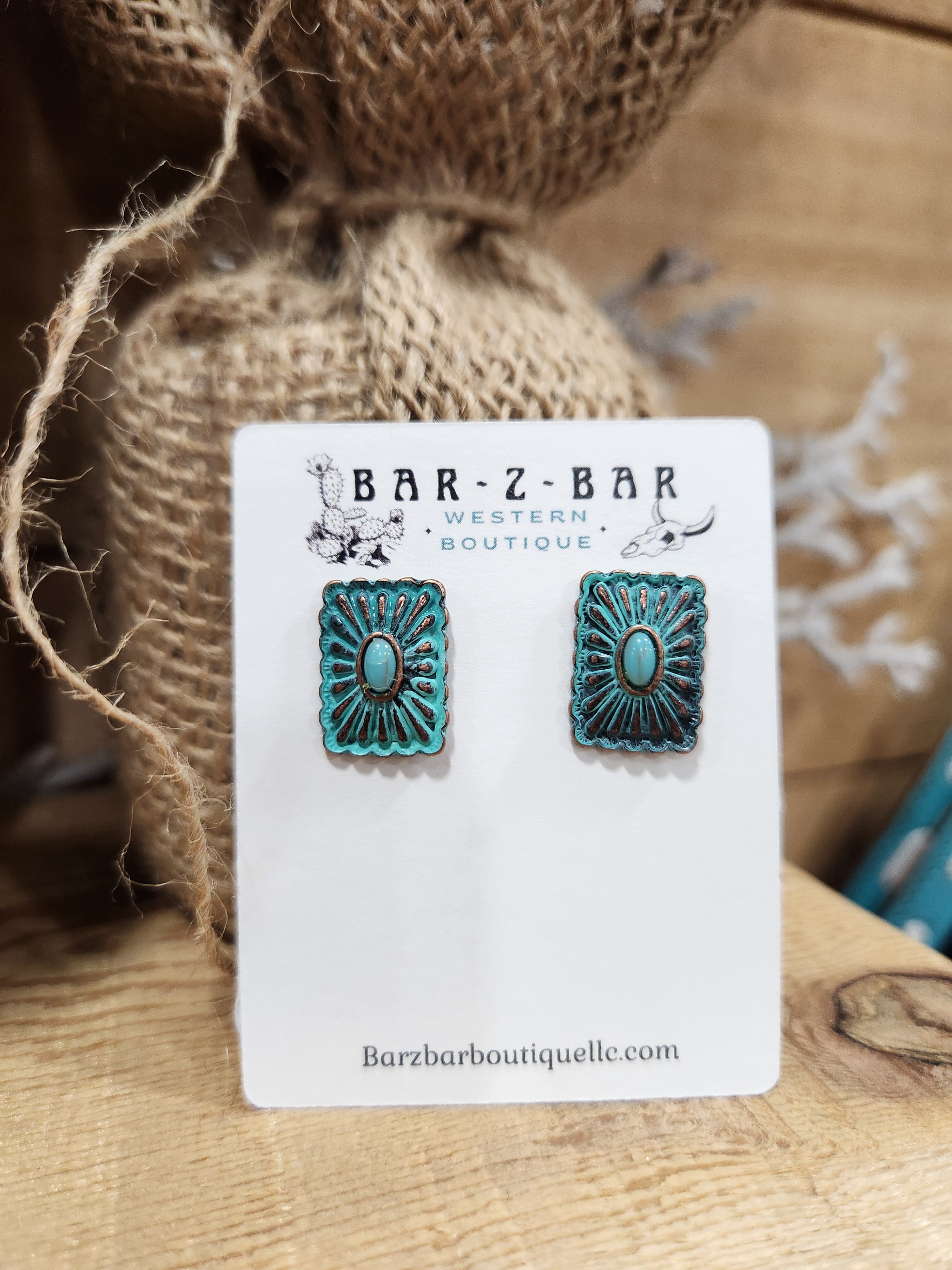 Turquoise Concho Stud Earrings
