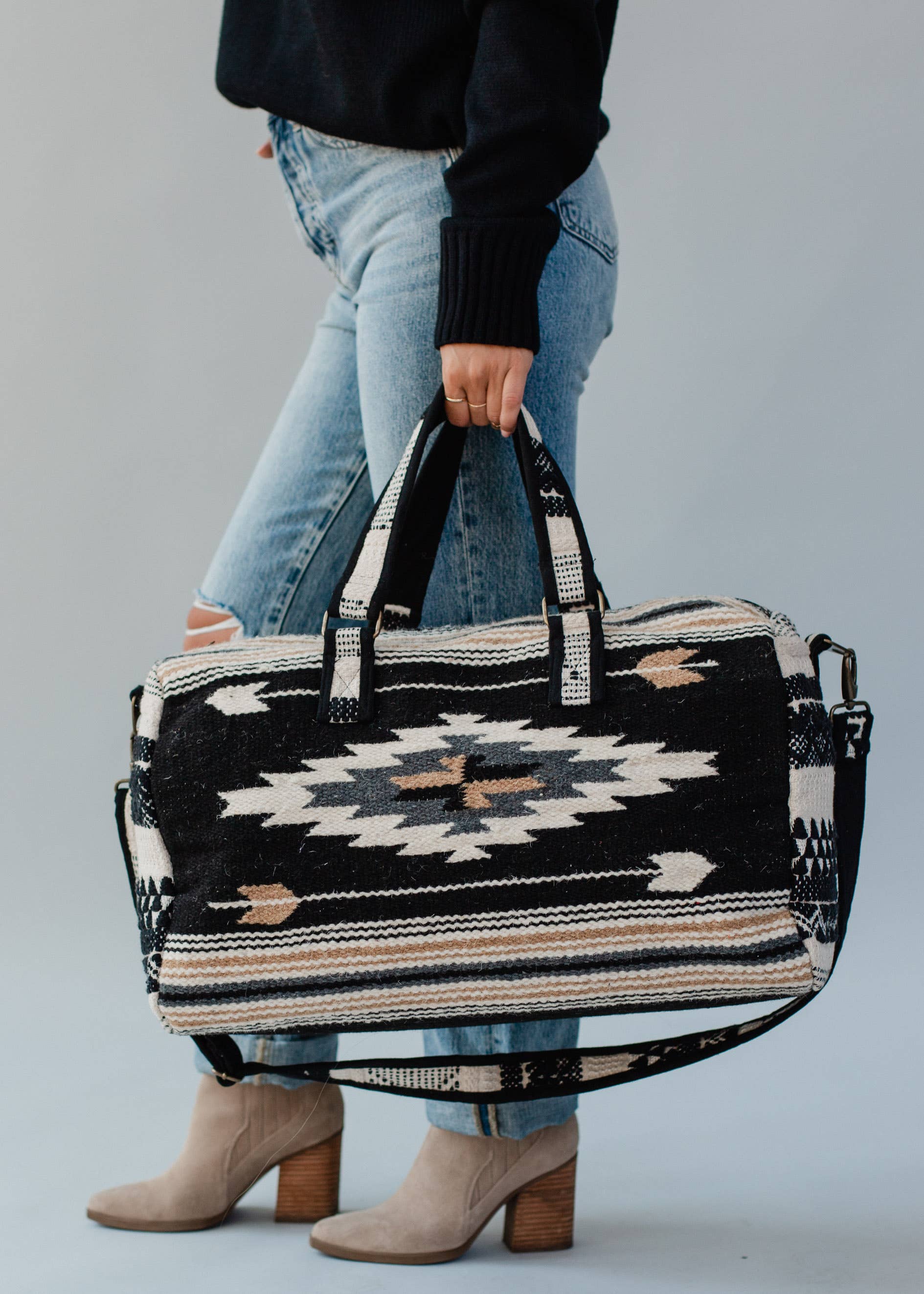 Black, Grey, Brown & Cream Aztec Duffel