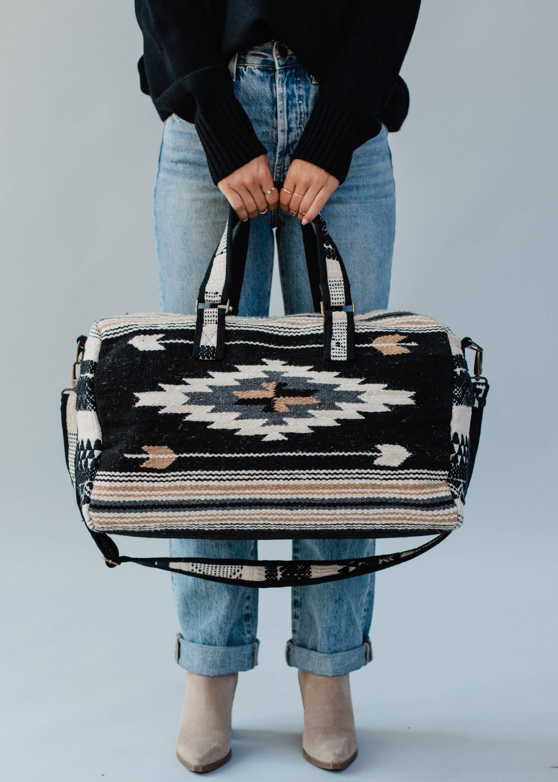 Black, Grey, Brown & Cream Aztec Duffel