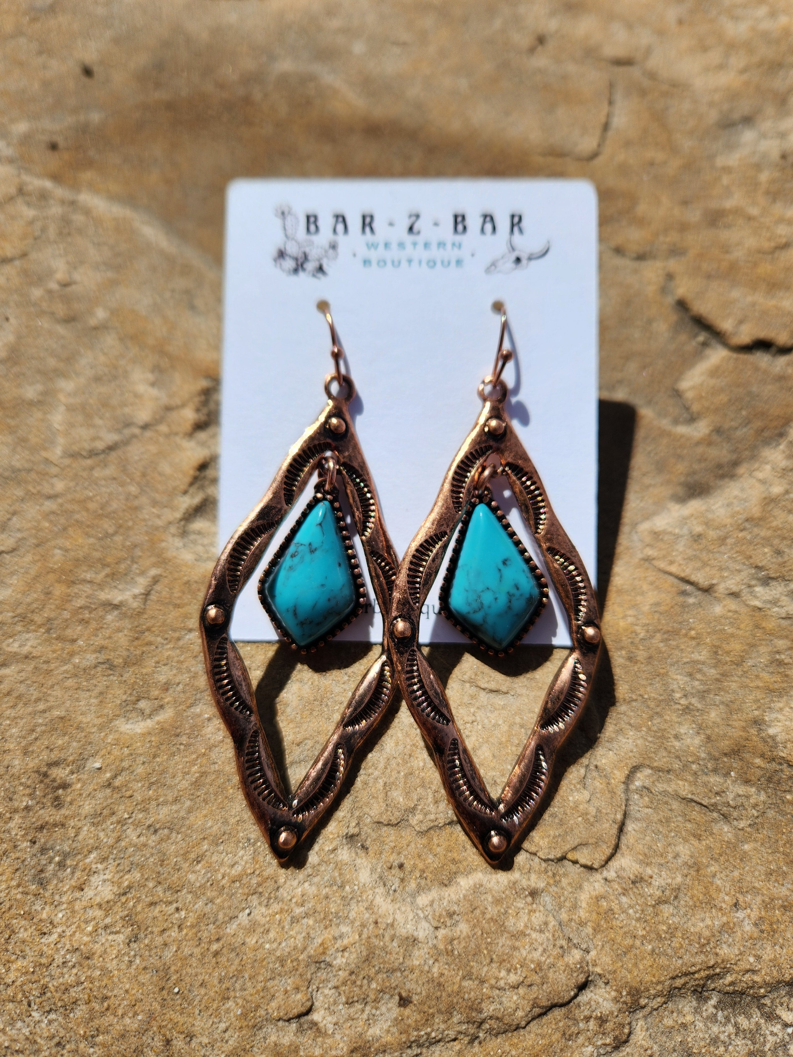 Diamond Shape Stone Earrings