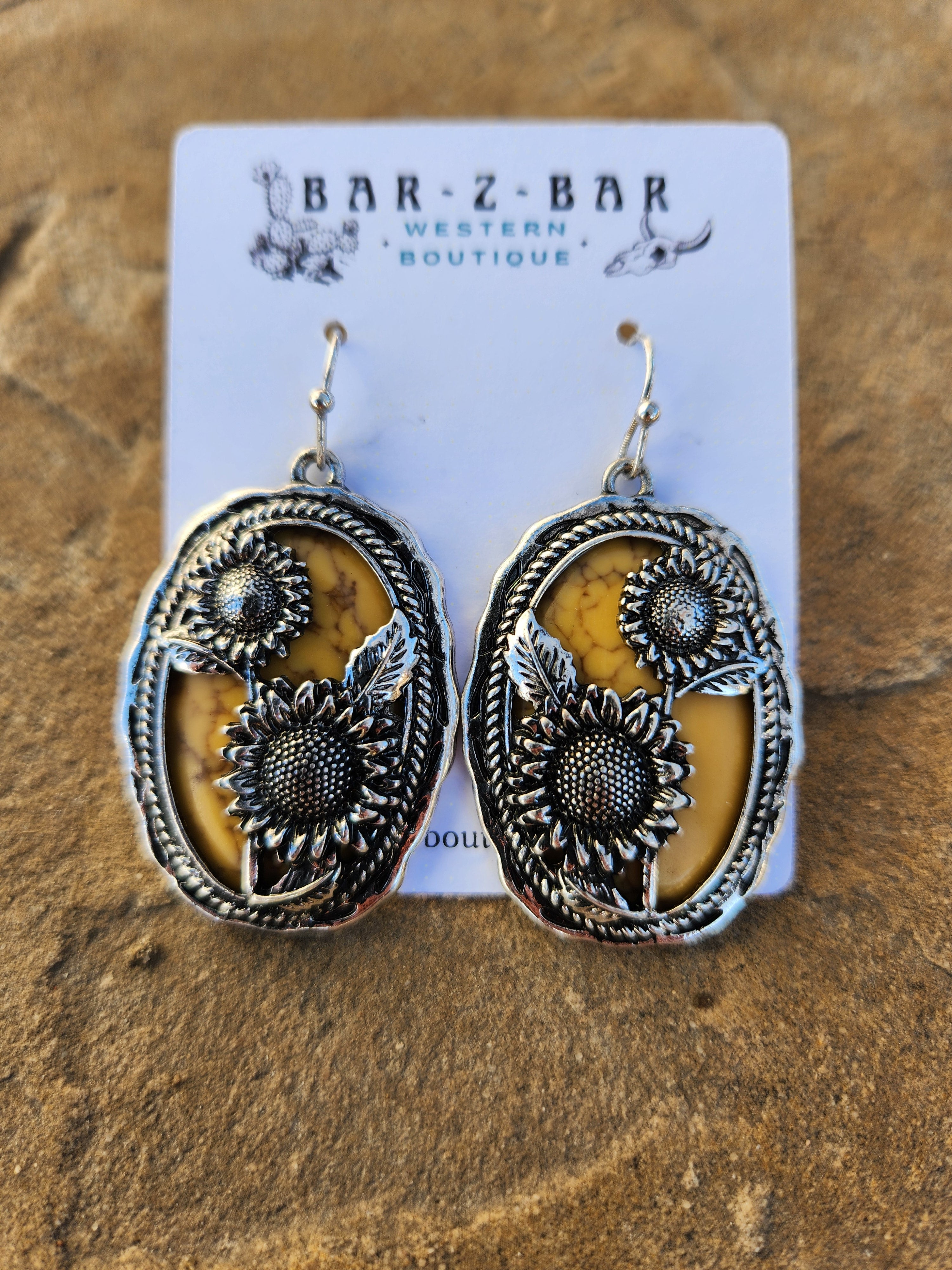 Western Sunflower Dangle Earrings
