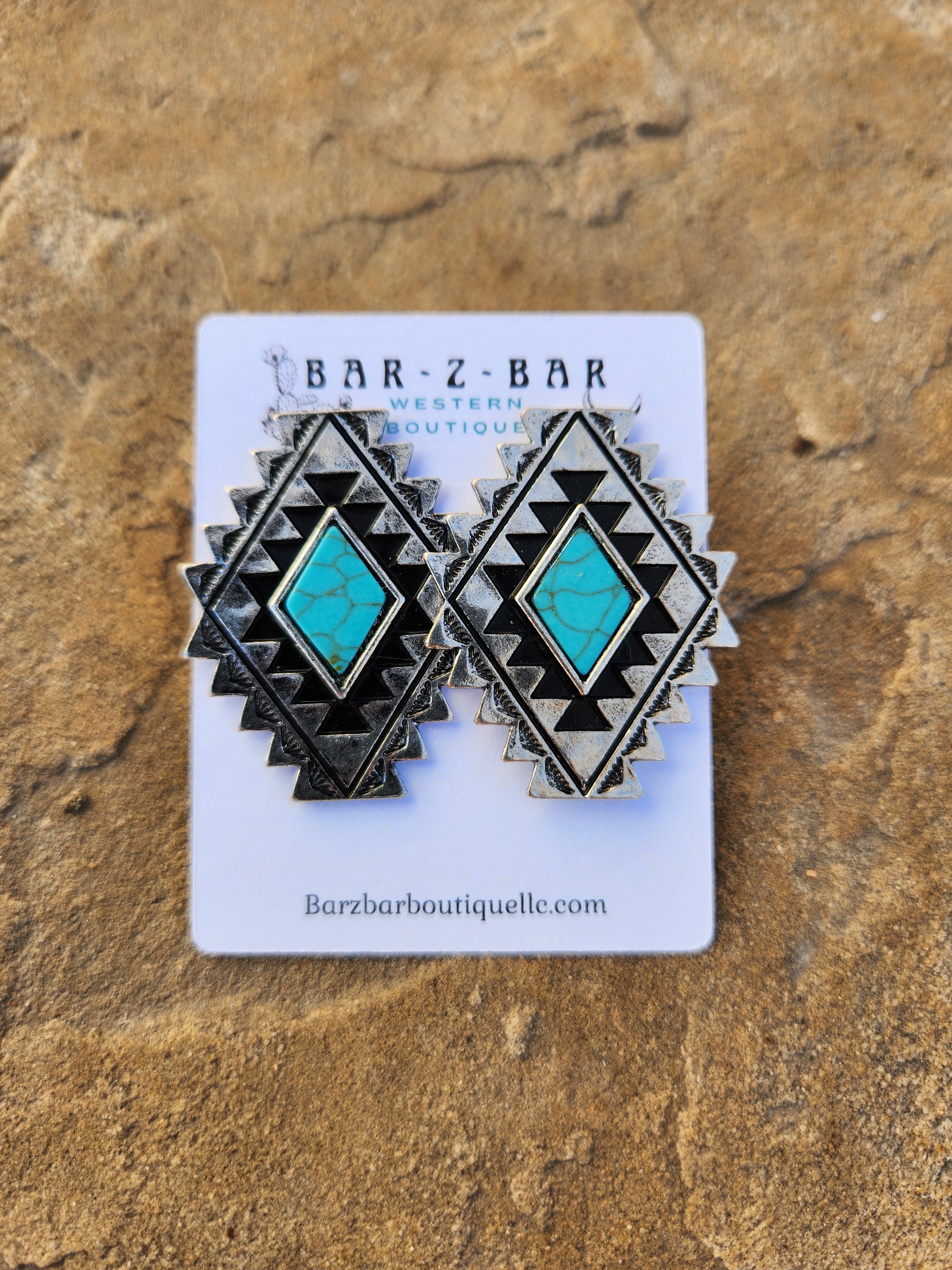 Aztec Stone Stud Earrings