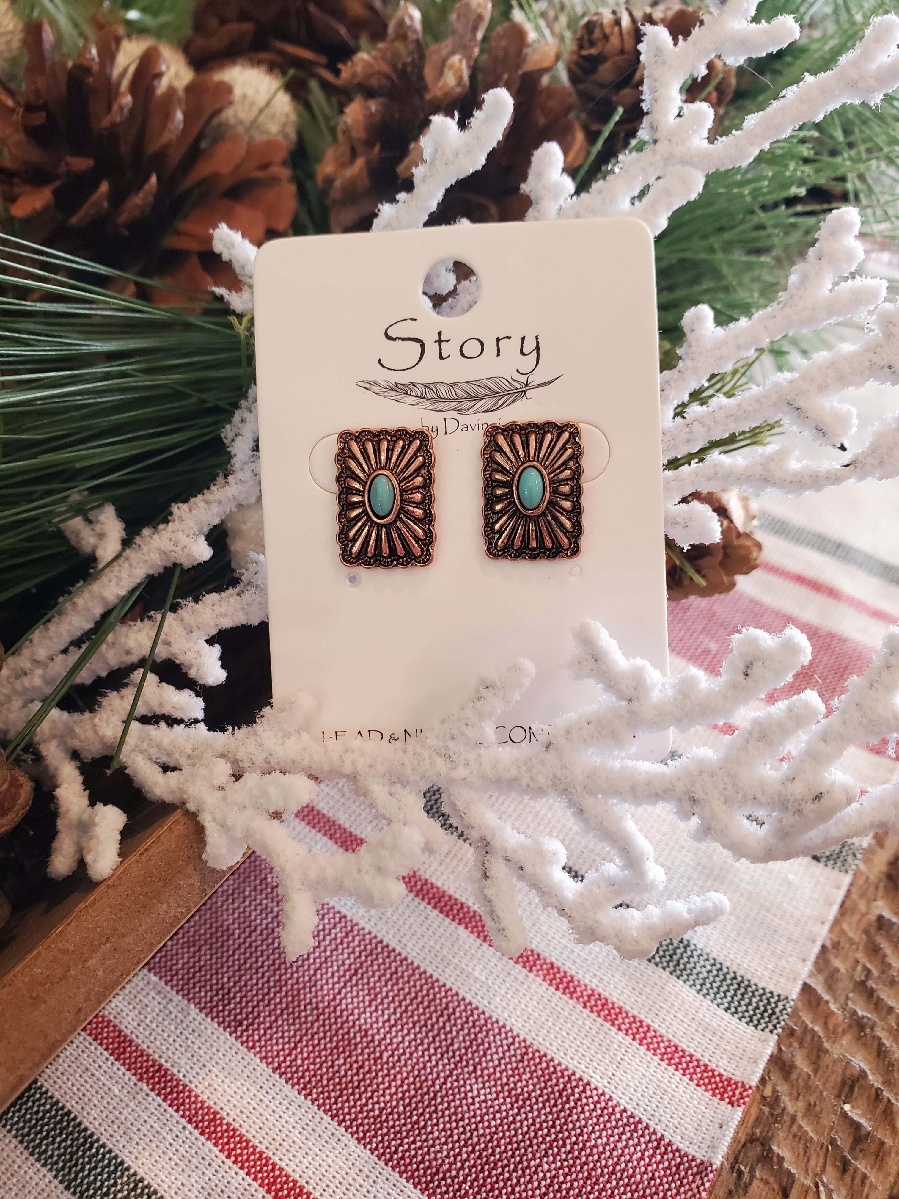 Copper Concho Stud Earrings