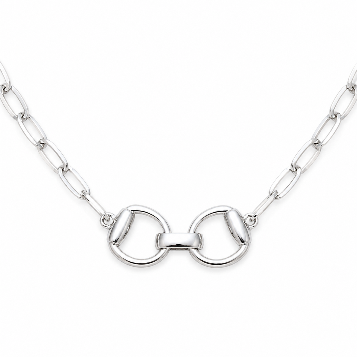 Equestrian Pendant Chain Necklace: Silver