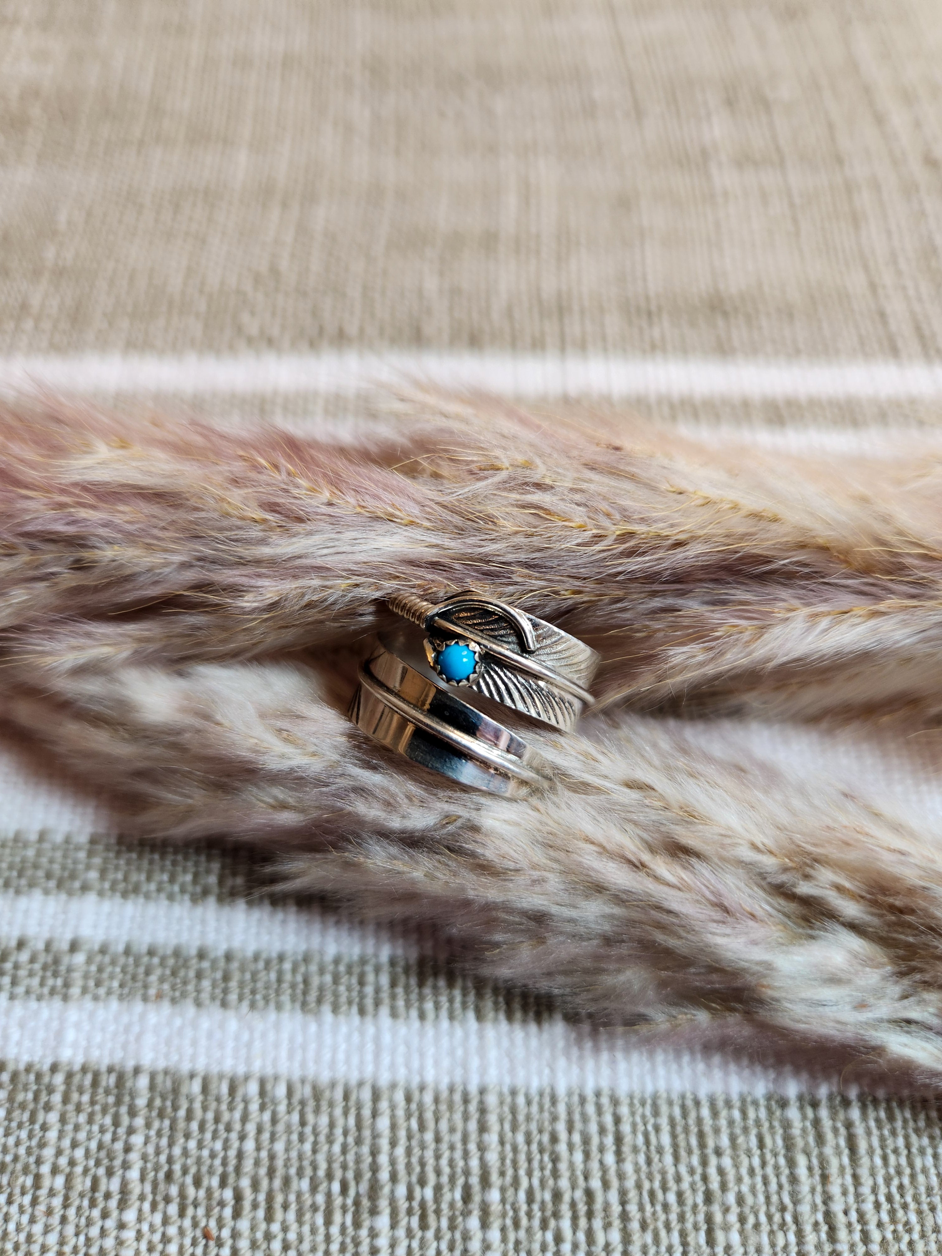 Feather Turquoise Sterling Silver Ring