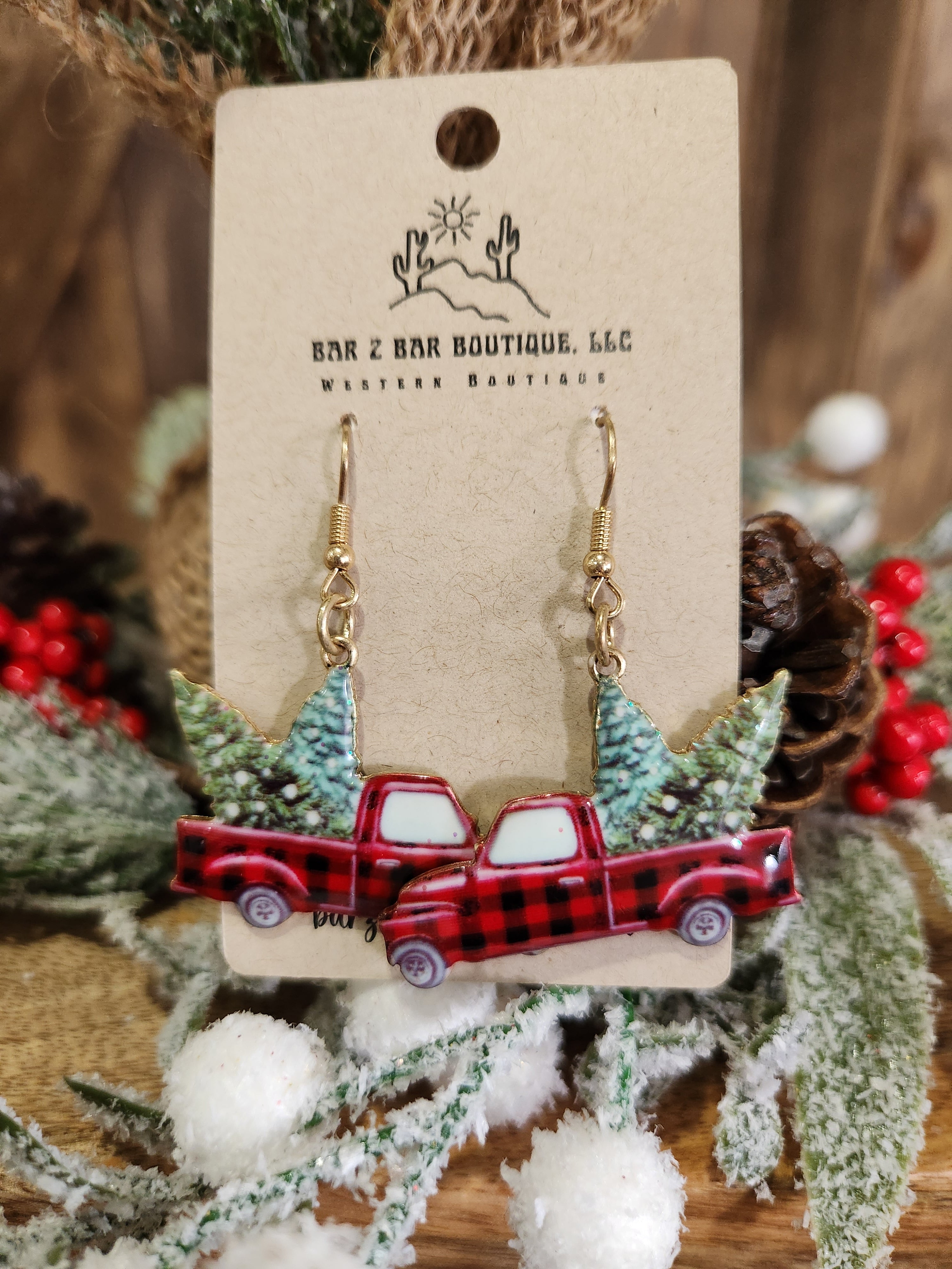 Christmas Tree Truck Earrings