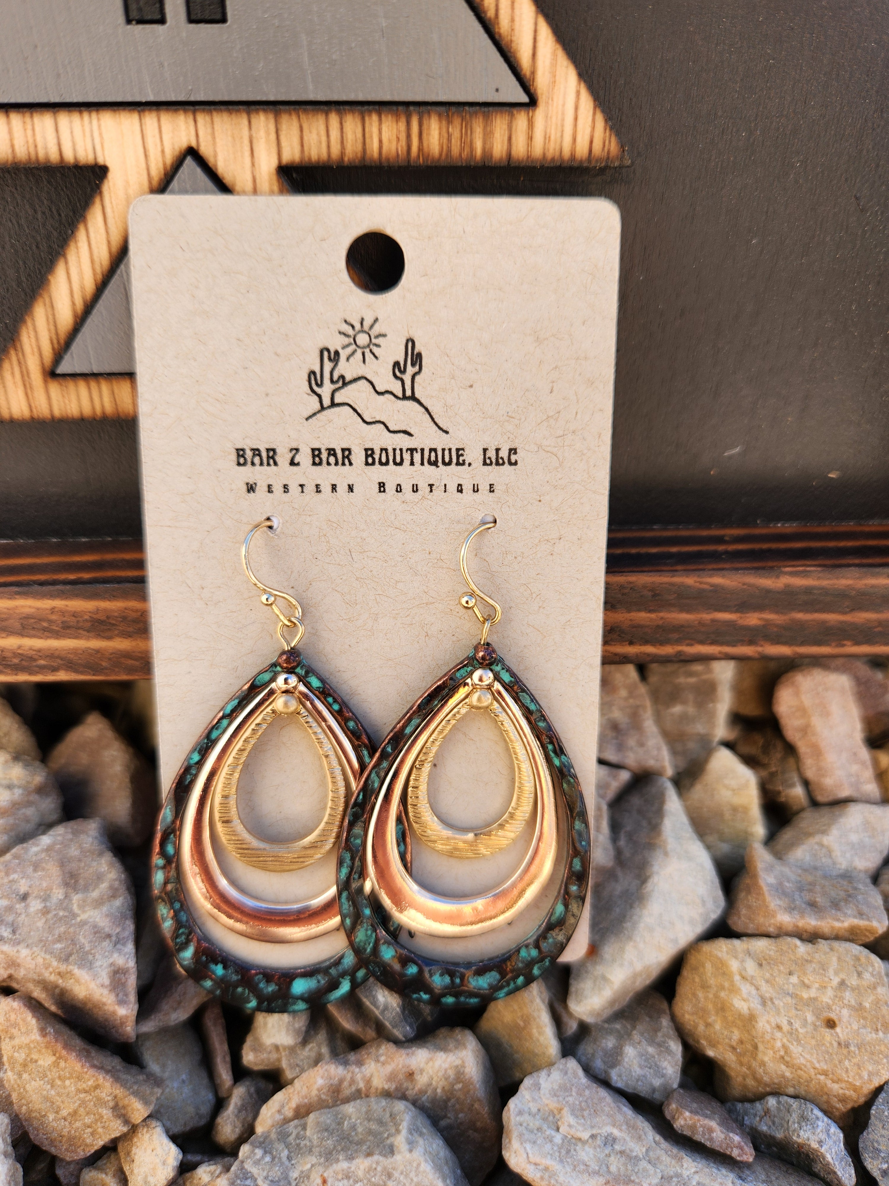 Gold & Turquoise Layered Earrings