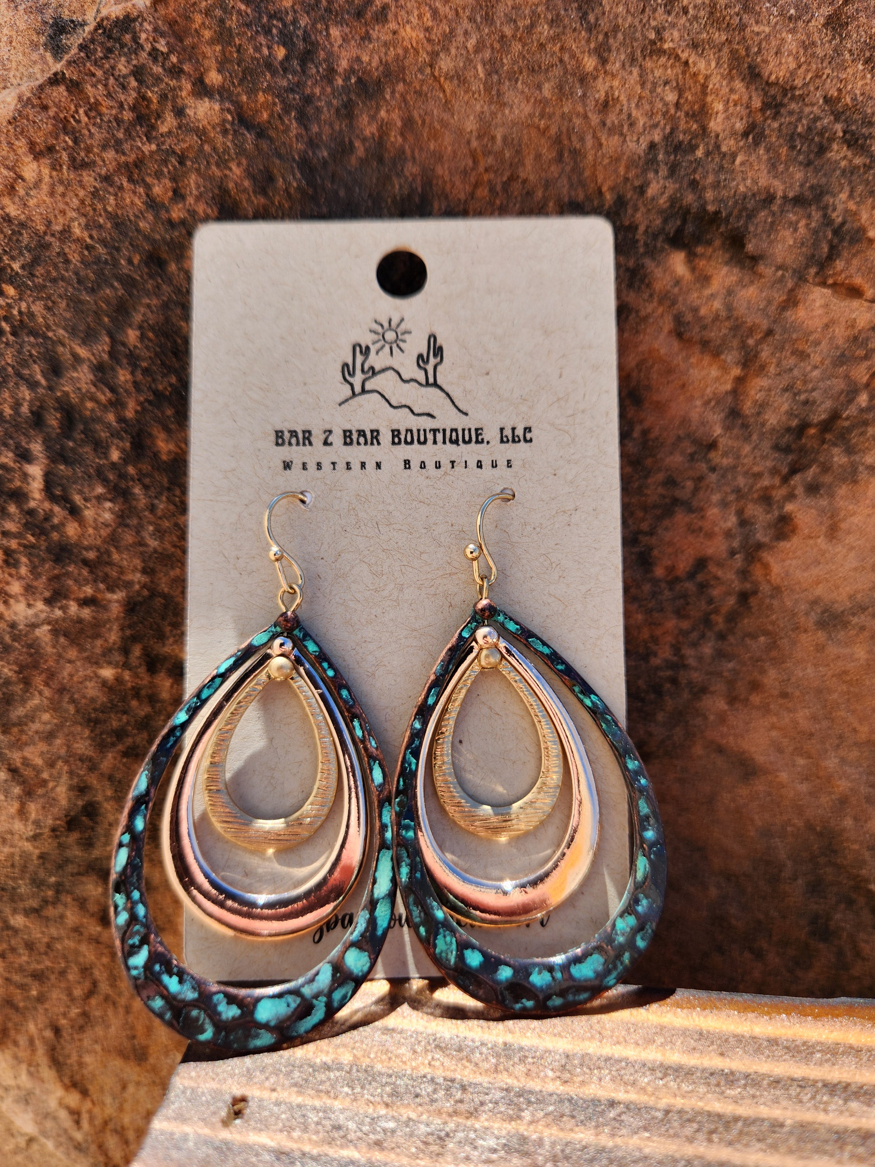Gold & Turquoise Layered Earrings