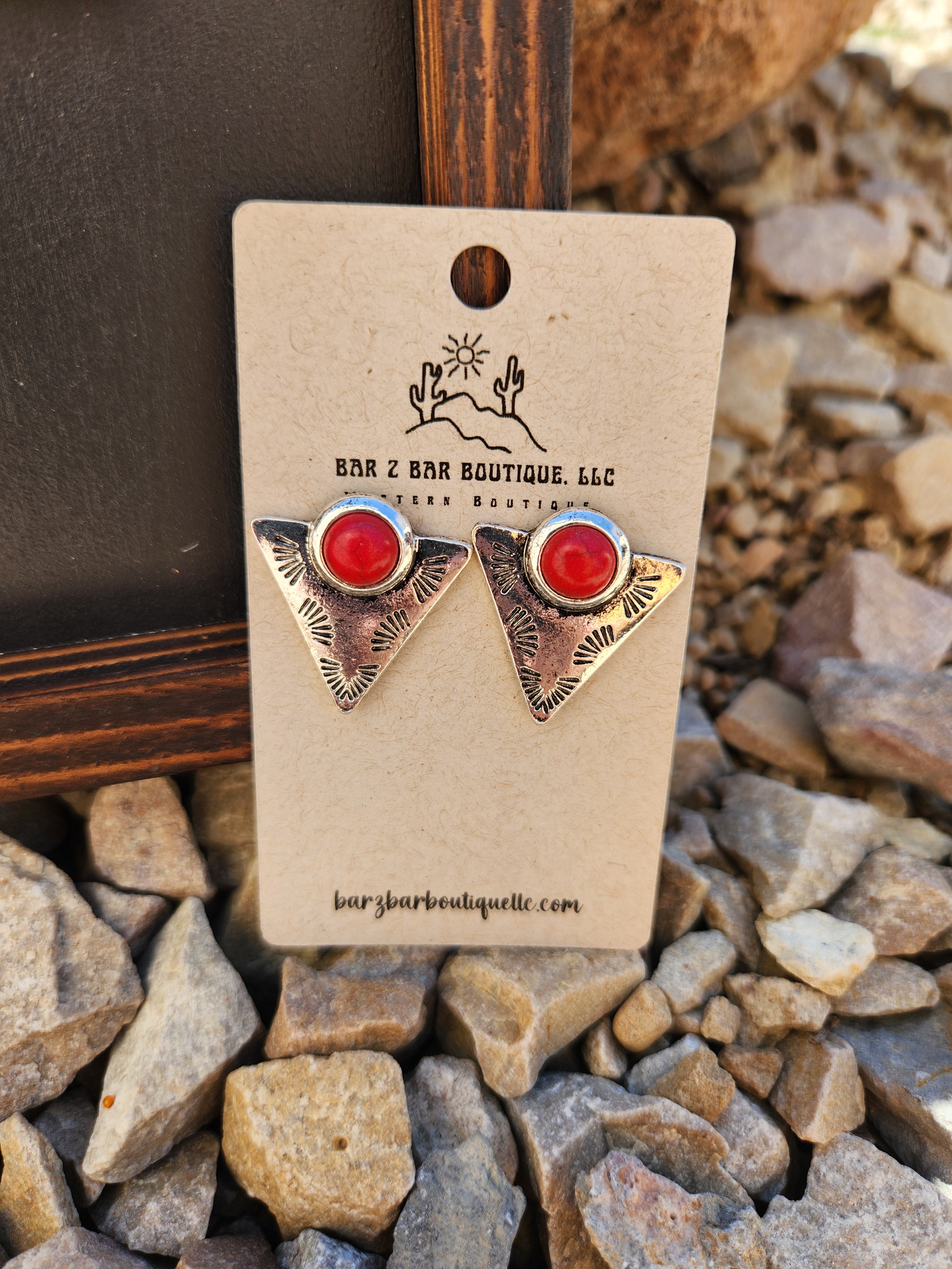 Western Arrowhead Red Stone Earrings