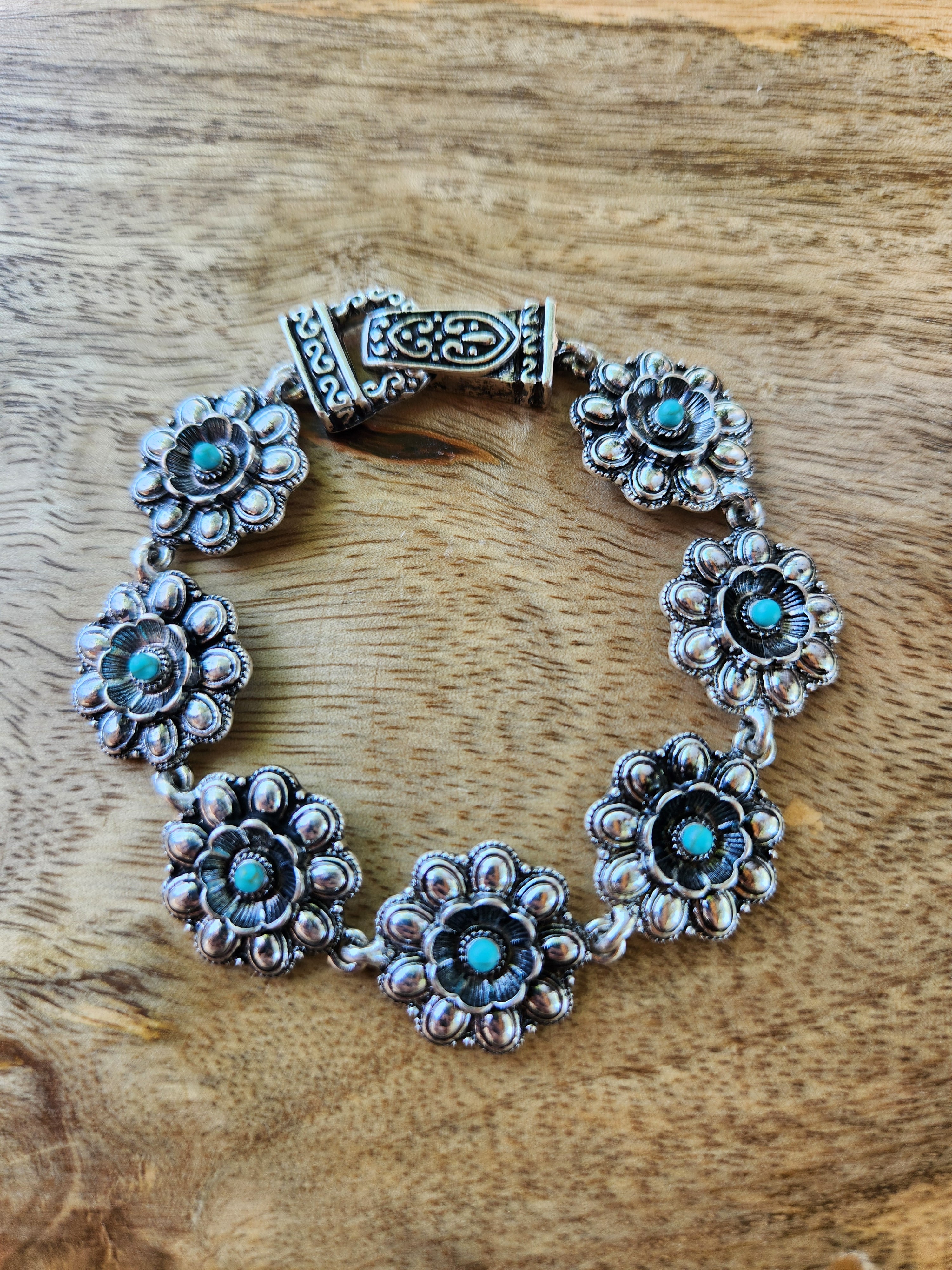 Turquoise & Silvertone Bracelet