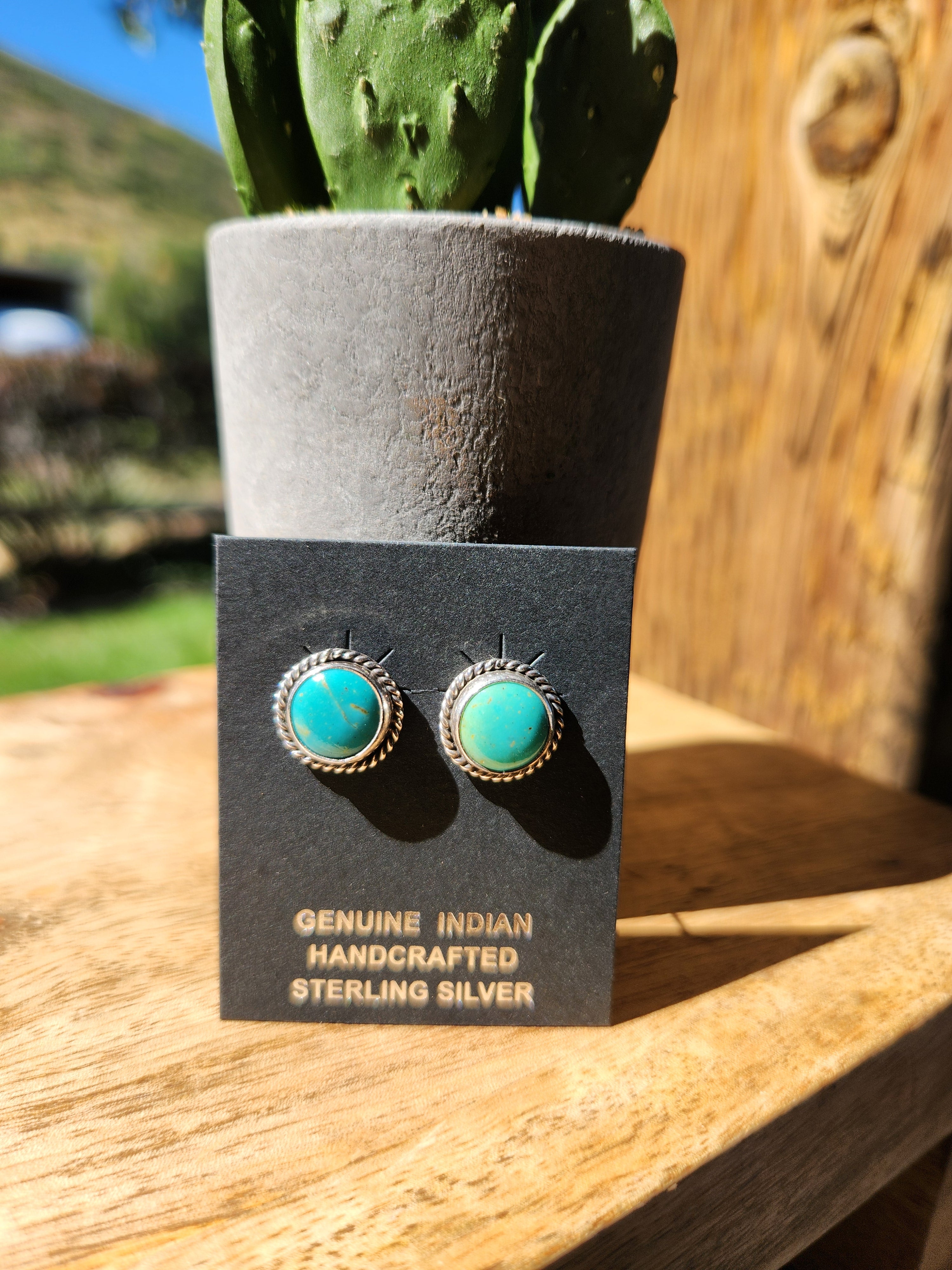 Genuine Turquoise Stud Earrings