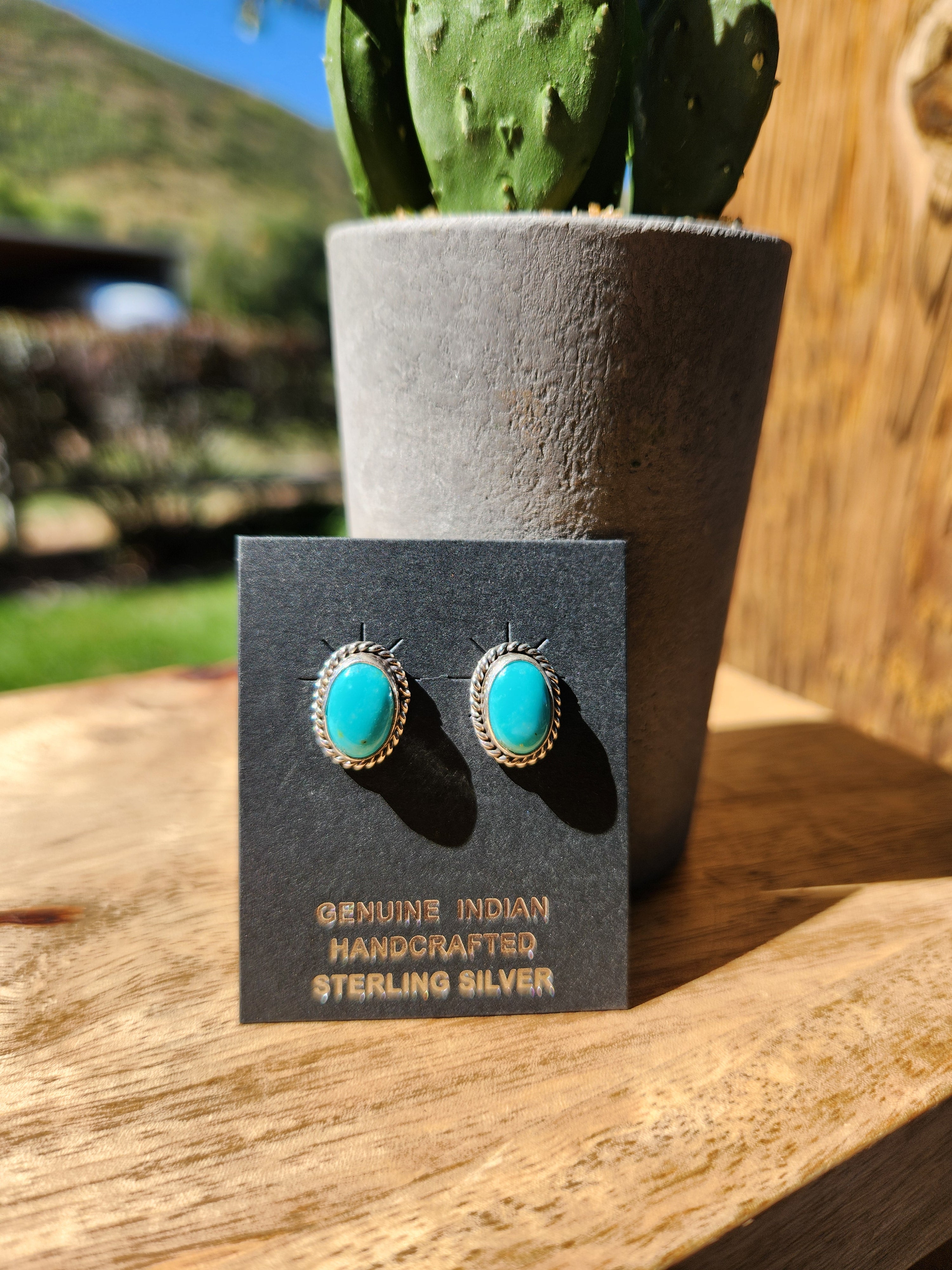 Genuine Turquoise Stud Earrings