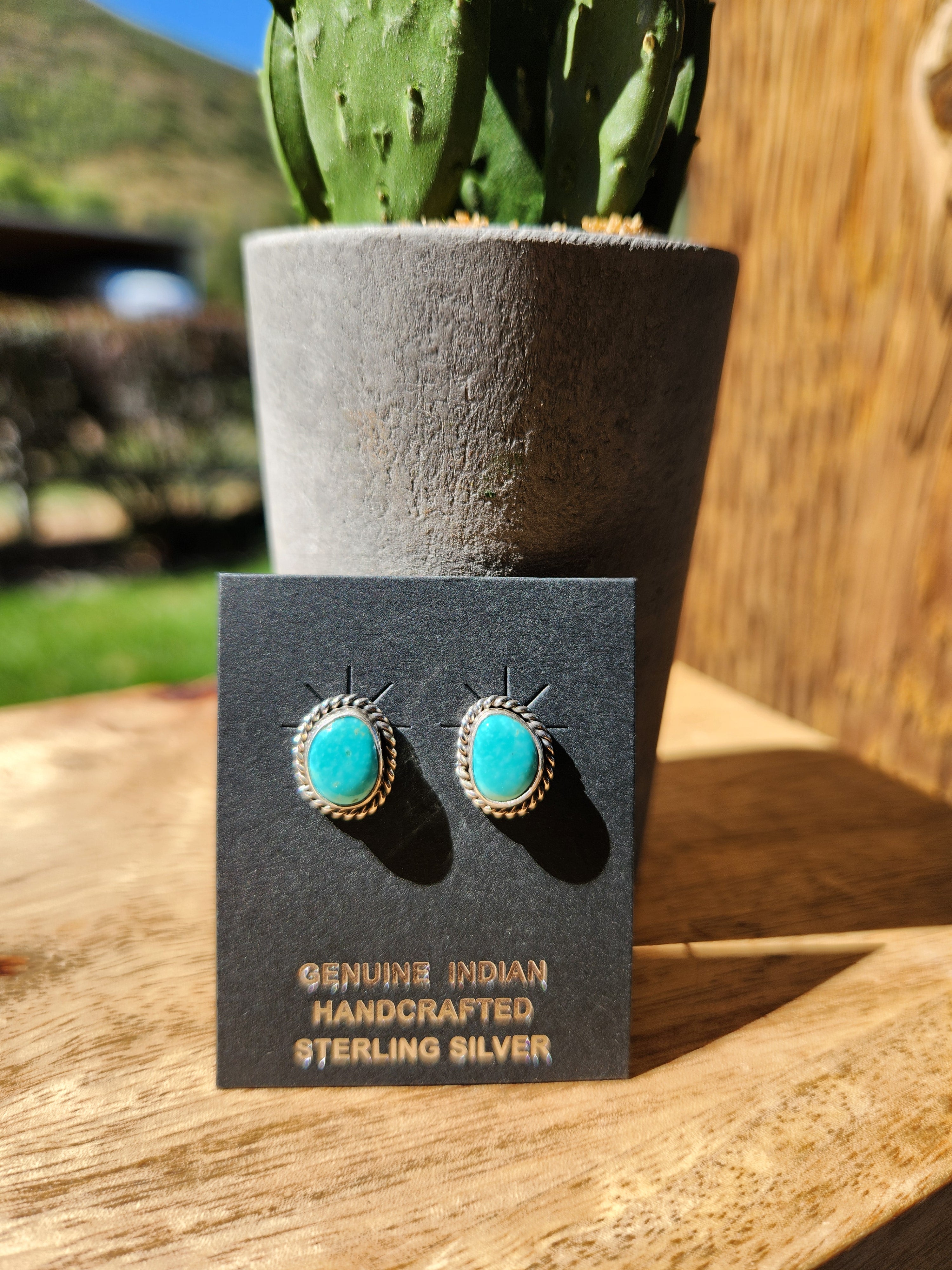 Genuine Turquoise Stud Earrings