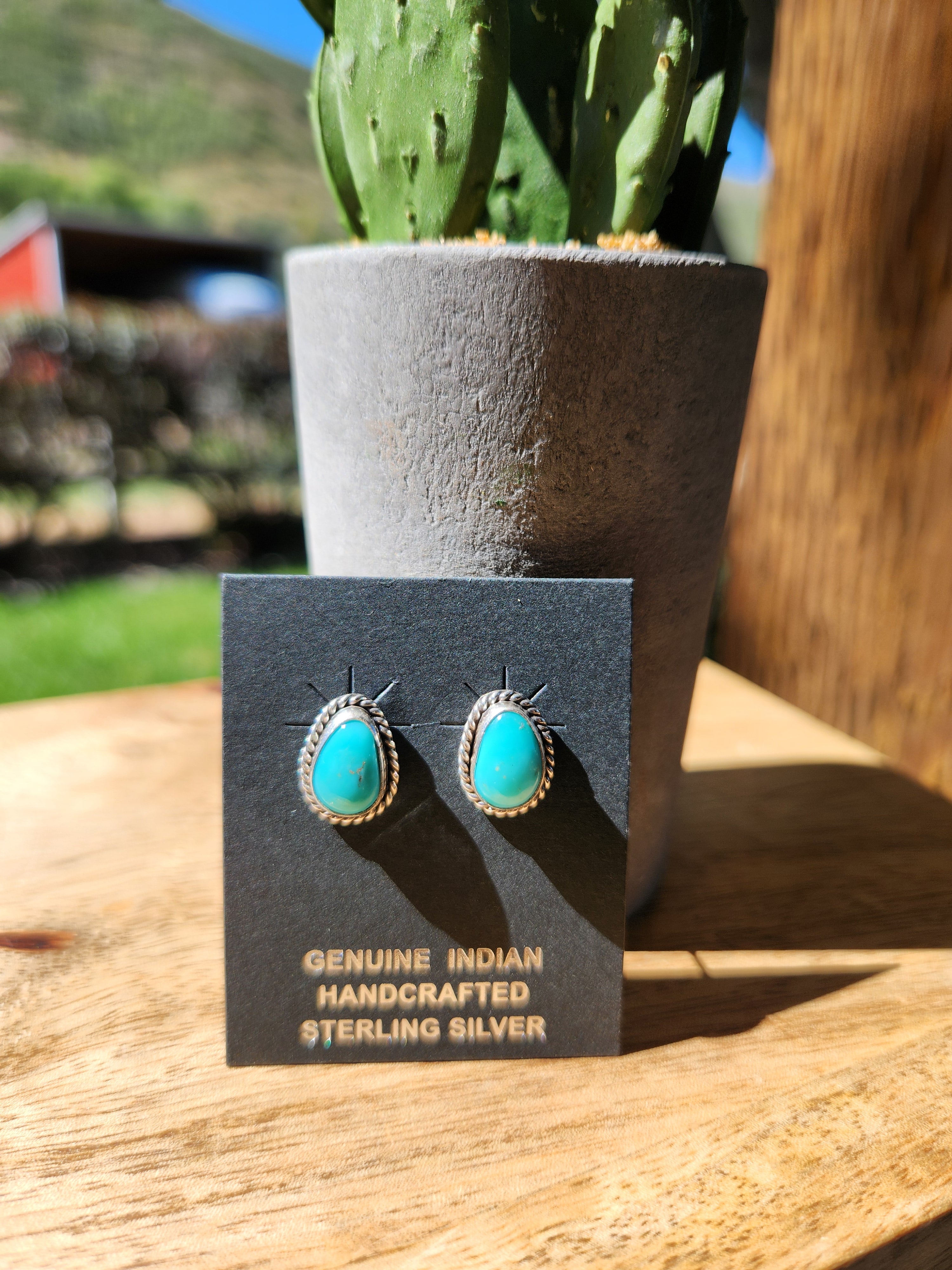 Genuine Turquoise Stud Earrings