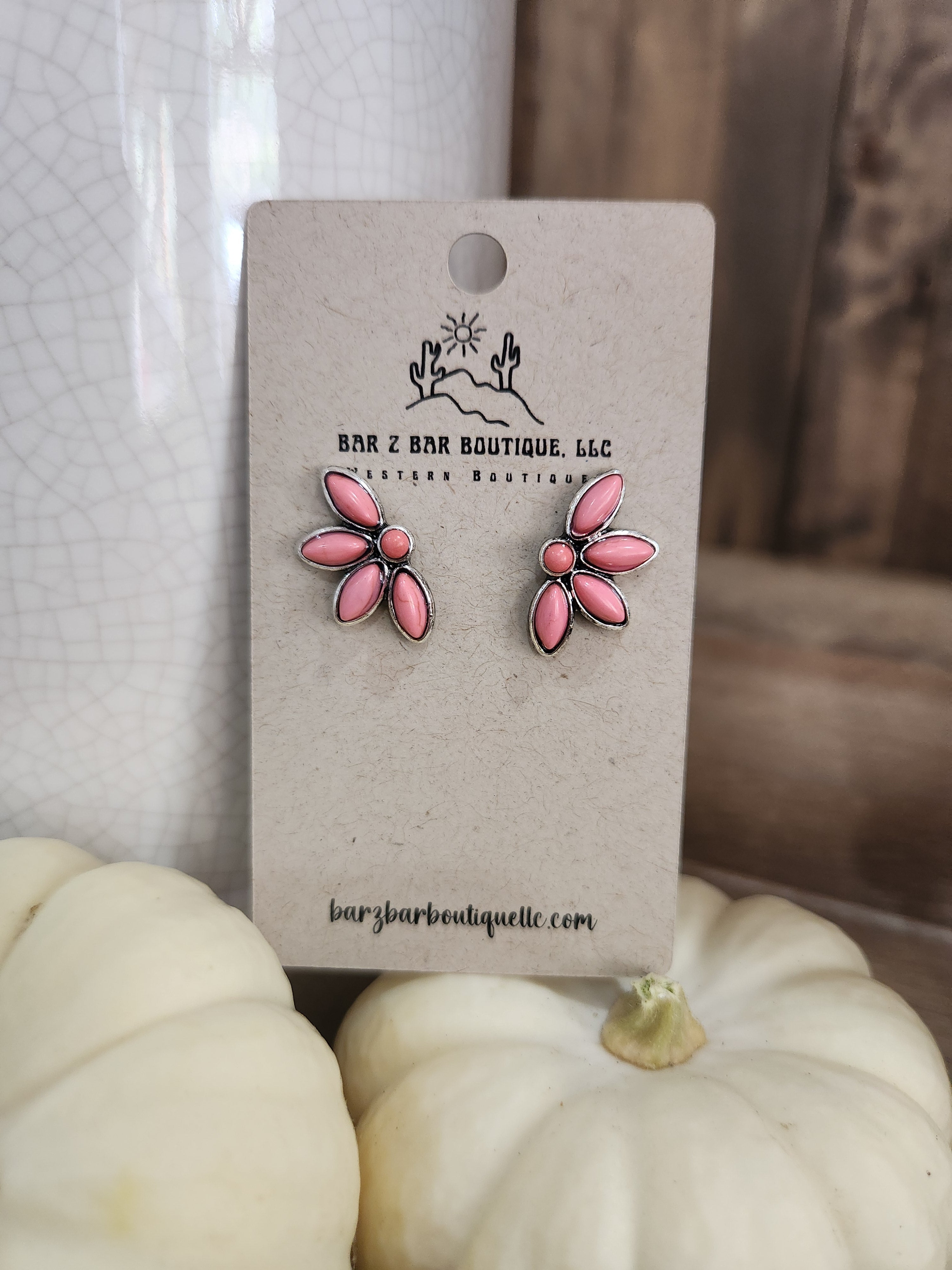 Pink Flower Studs