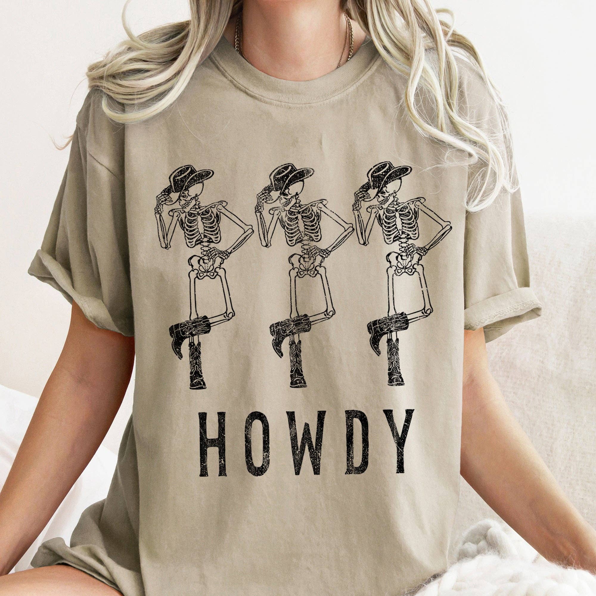 Howdy Skeletons Western Halloween T-shirt