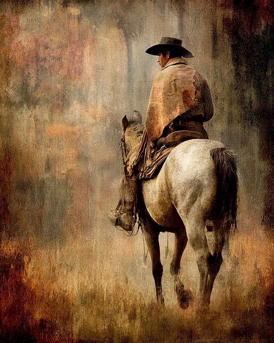 On the Trail - American Cowboy 8"x10" Artwork for 11"x14" Frame