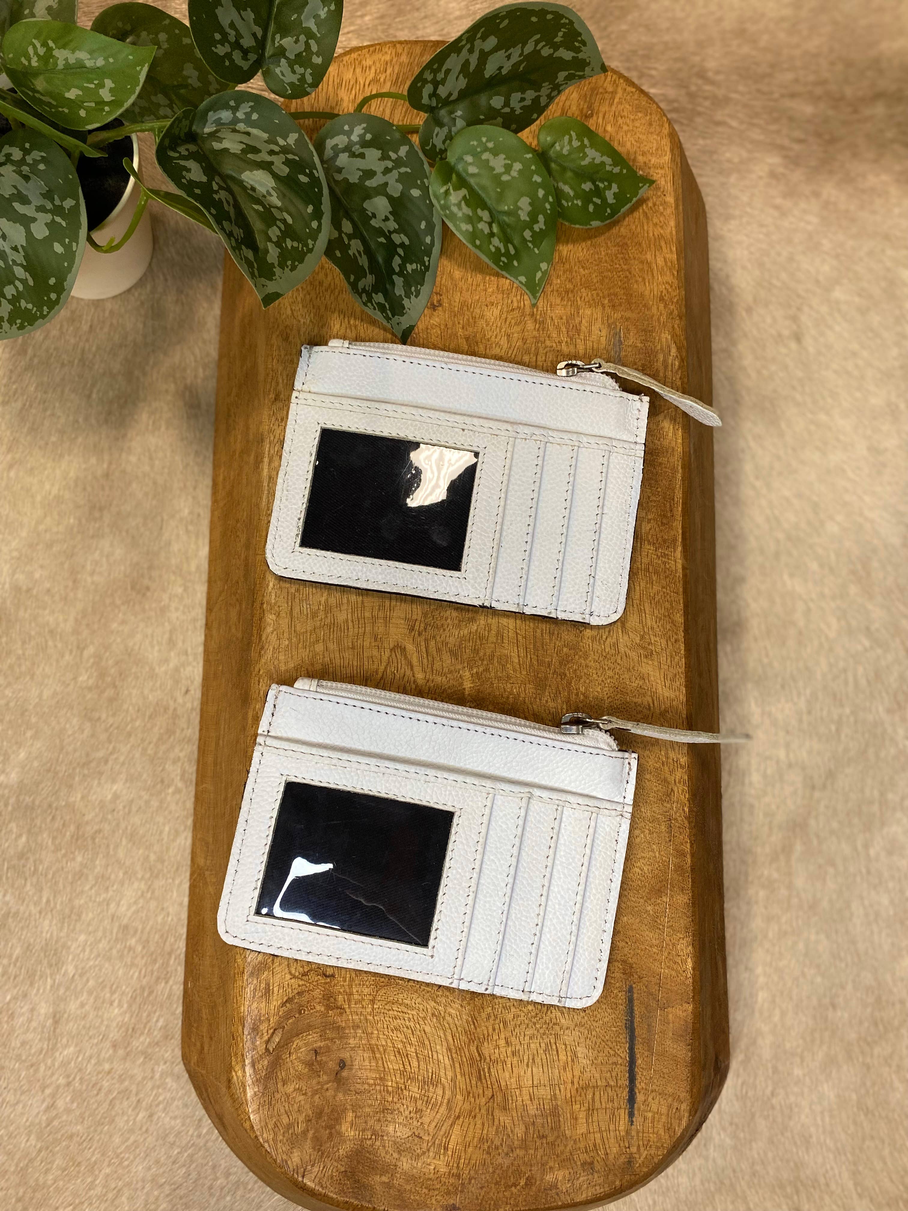 White Leather Credit Card Wallet