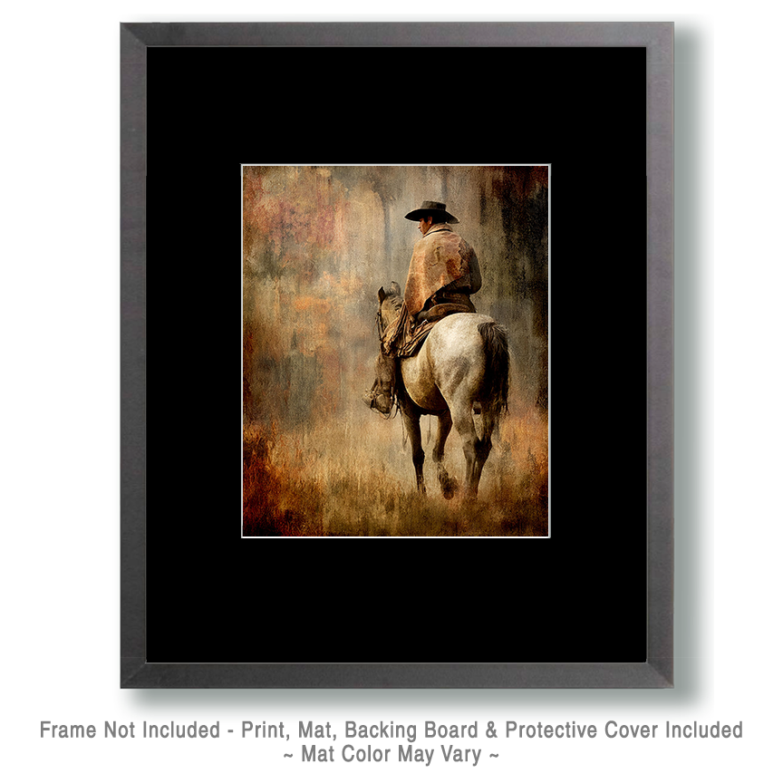 On the Trail - American Cowboy 8"x10" Artwork for 11"x14" Frame