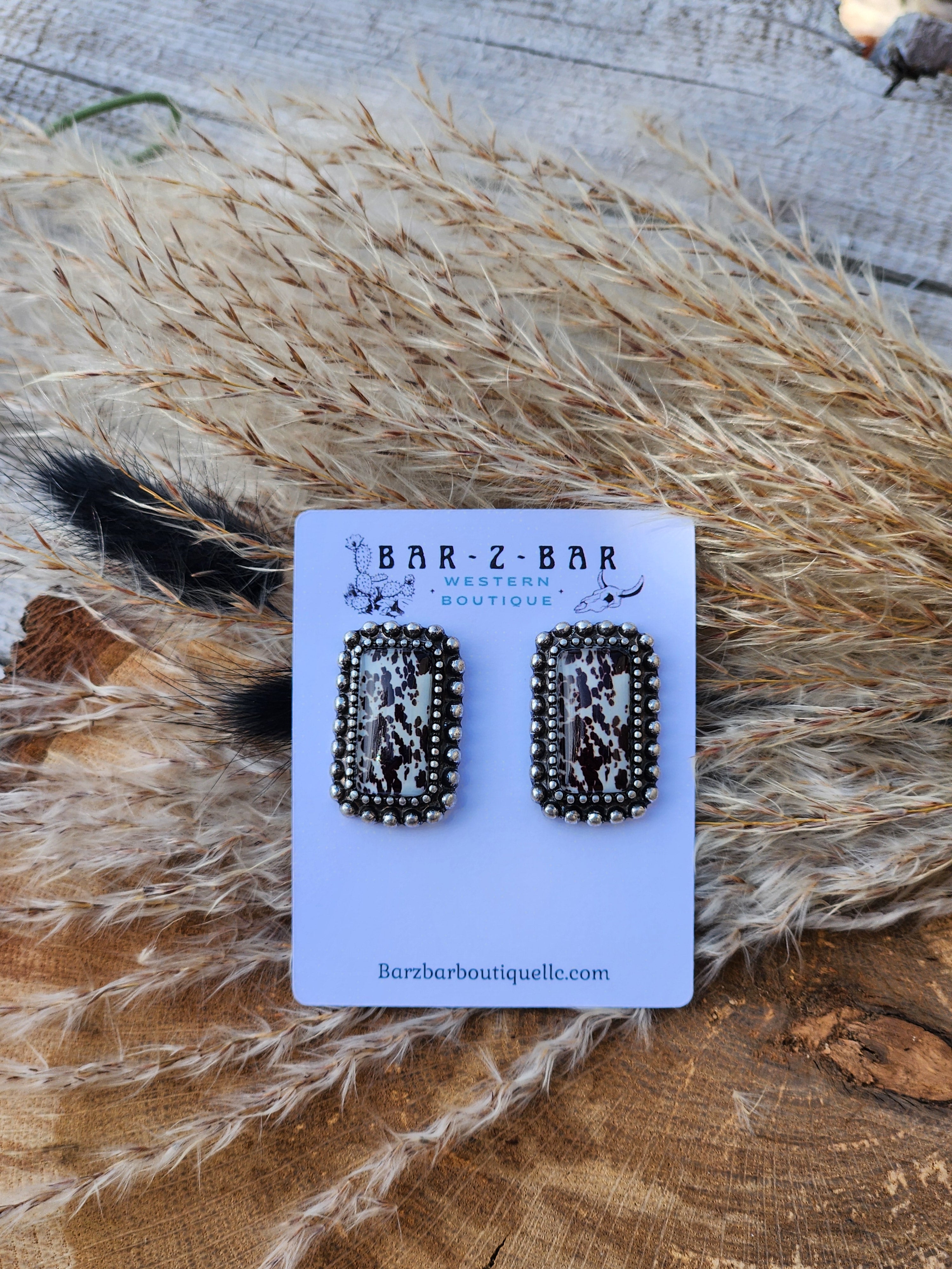 Painted stone bubble earrings