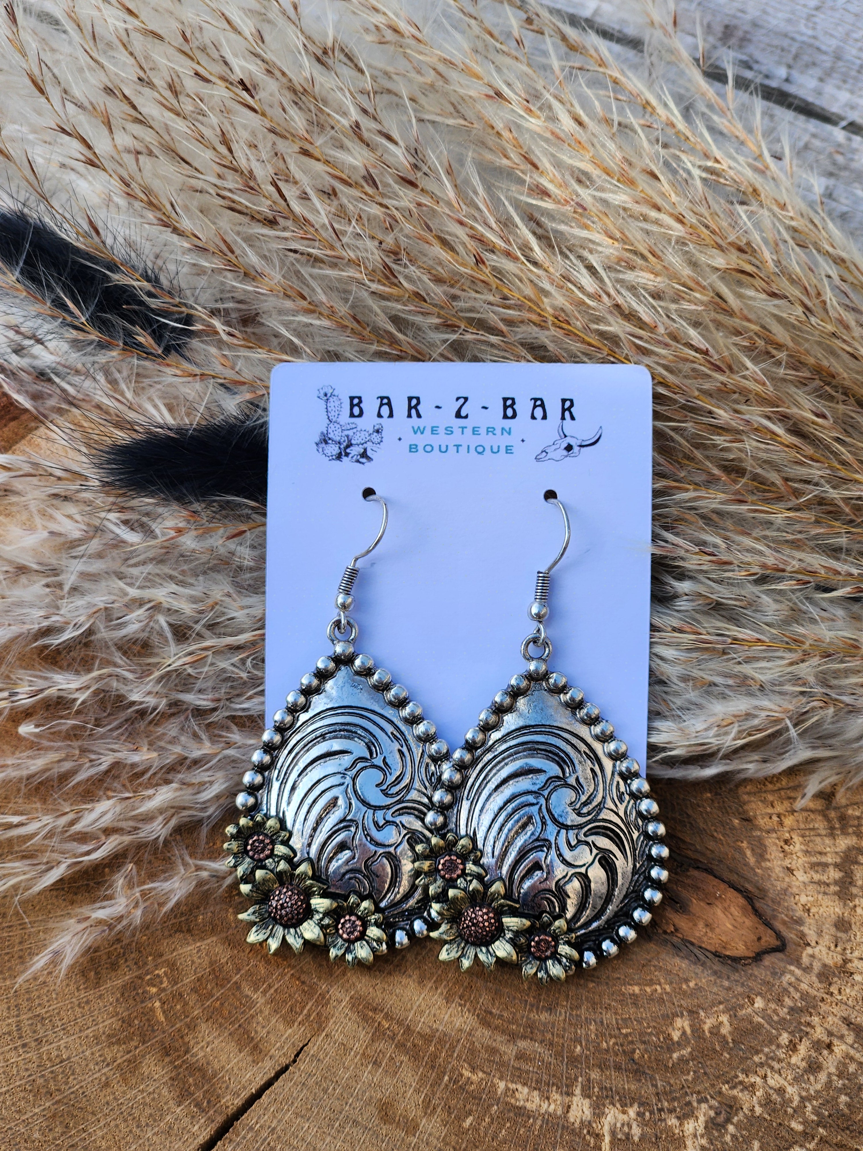 Sunflower TXR Dangle Earrings