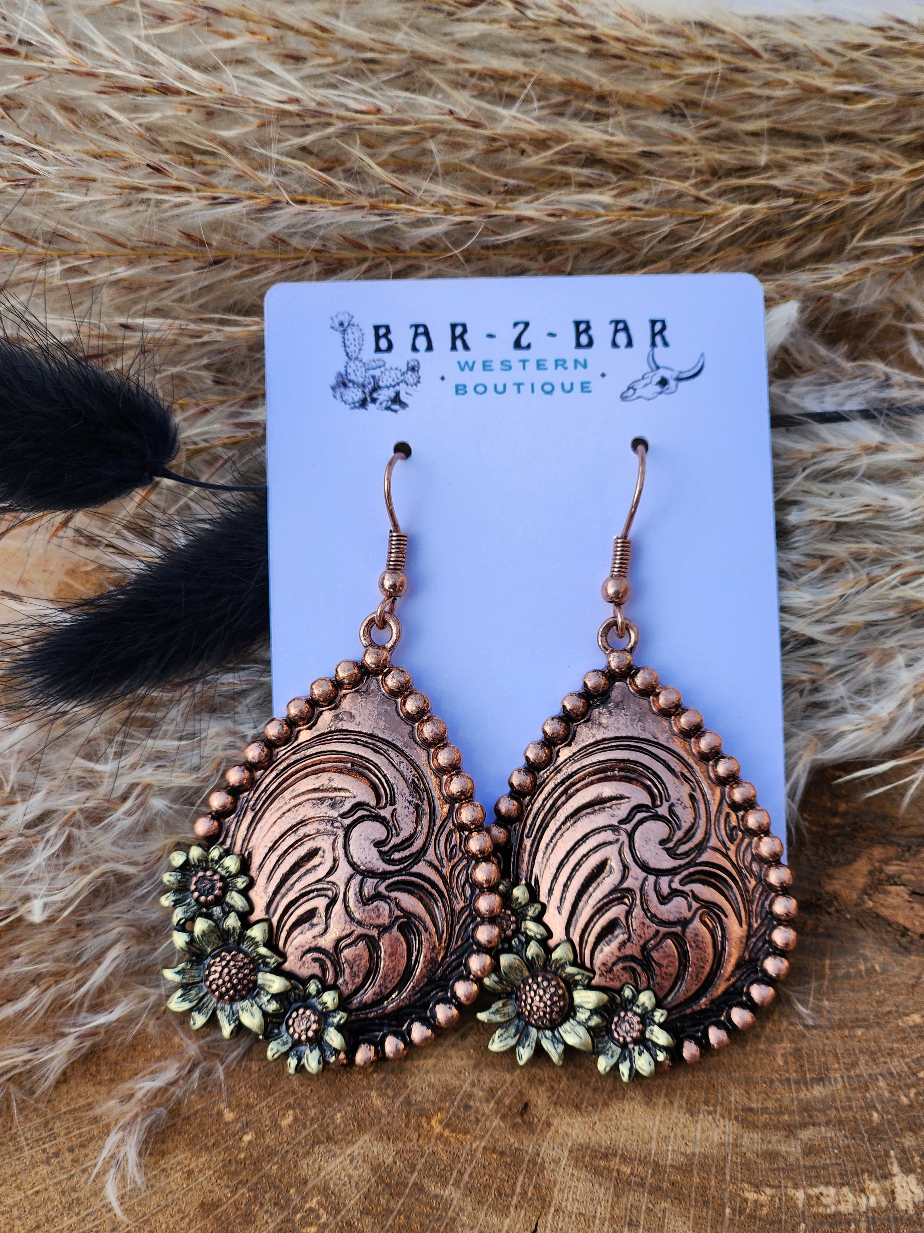 Sunflower TXR Dangle Earrings