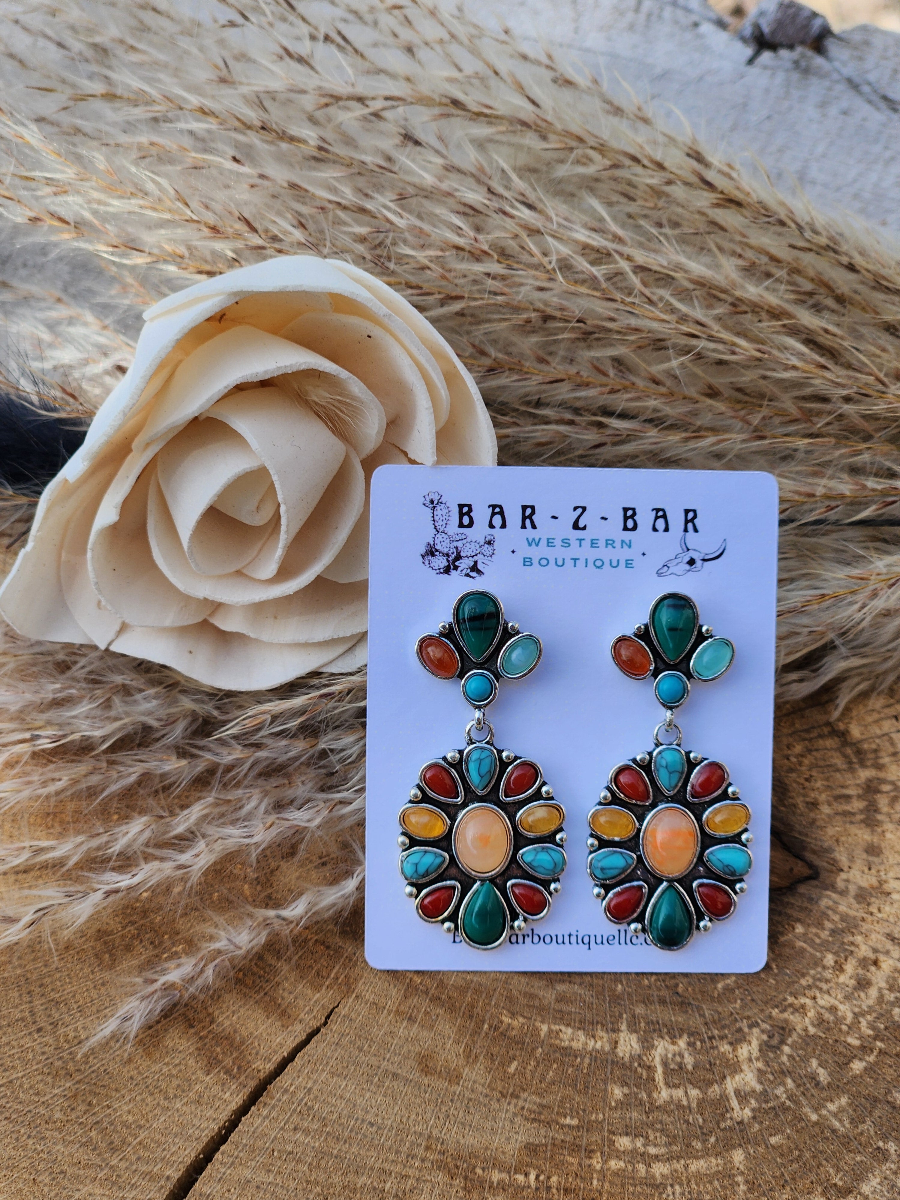 Floral Stone Earrings