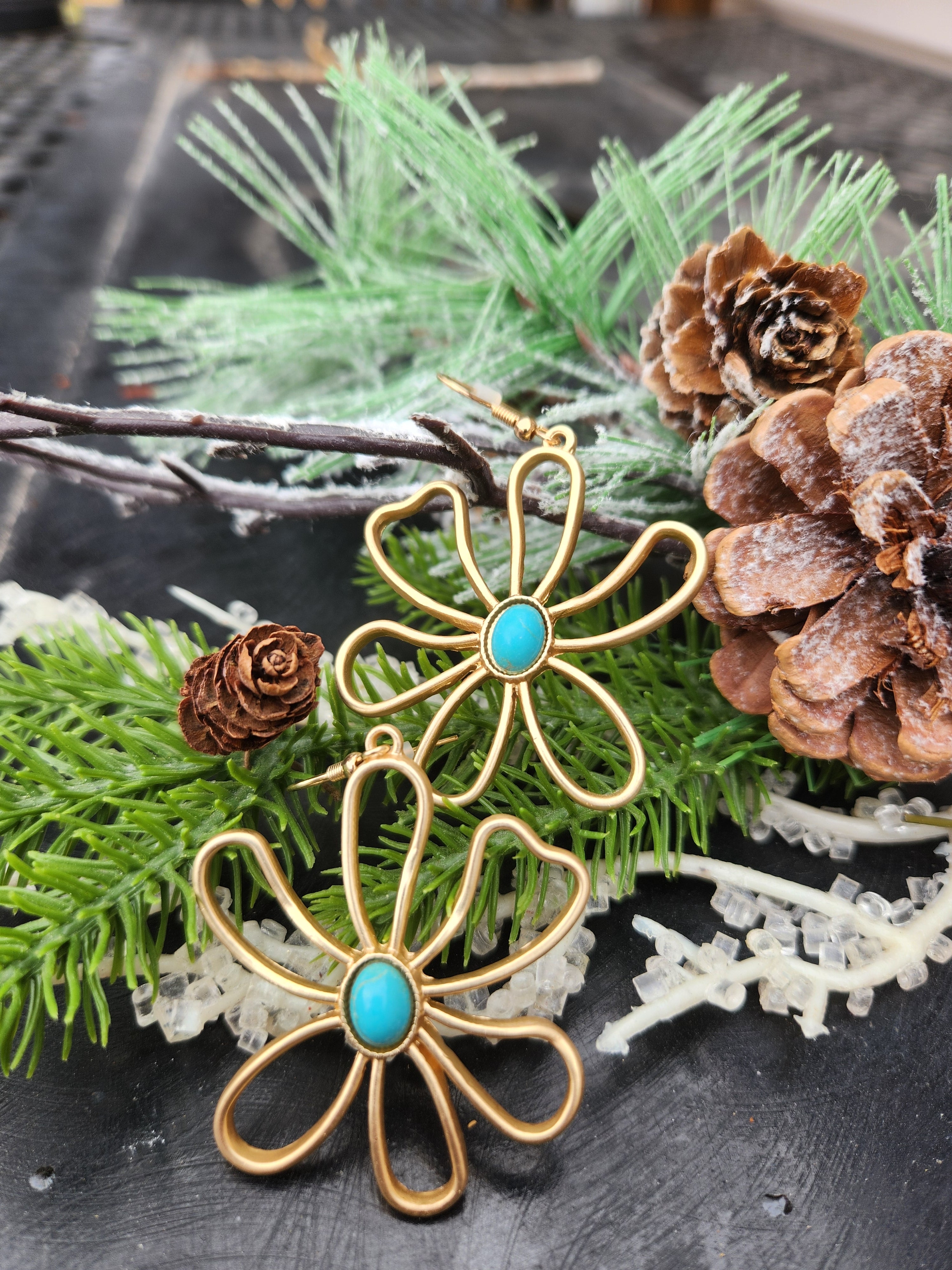 Gold Flower Earrings