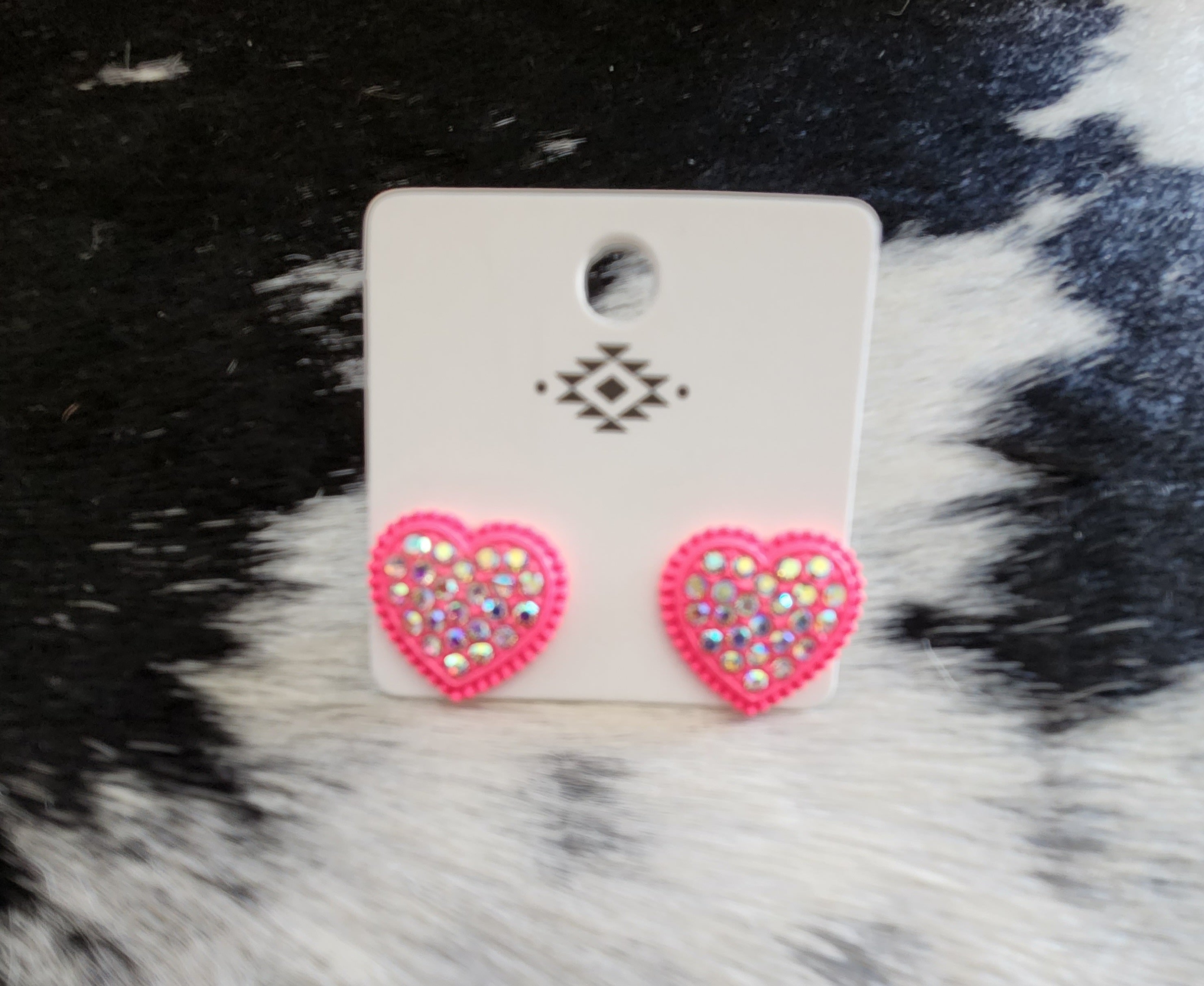 Hot Pink Heart Stone Earrings