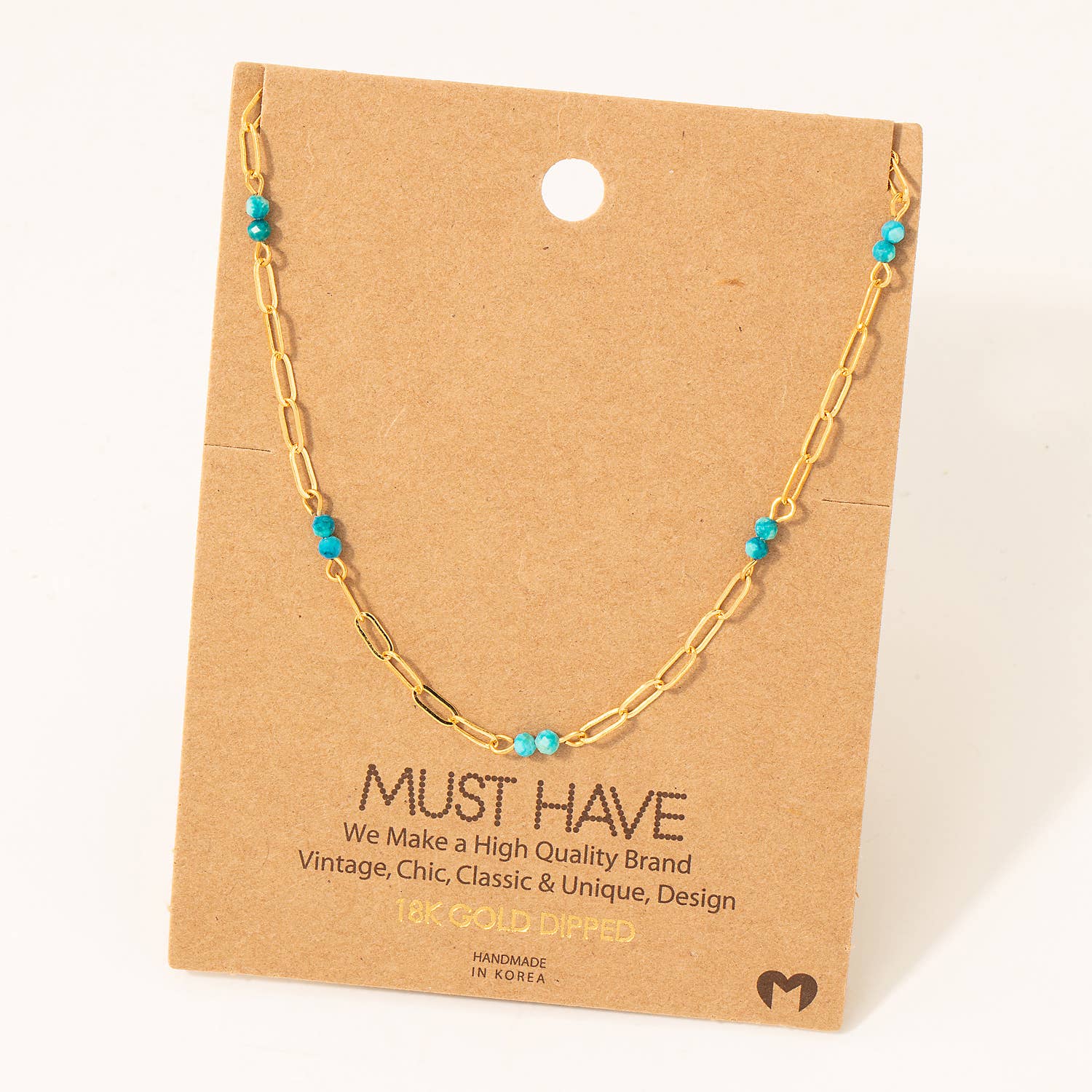 Dainty Chain Link Bead Station Necklace